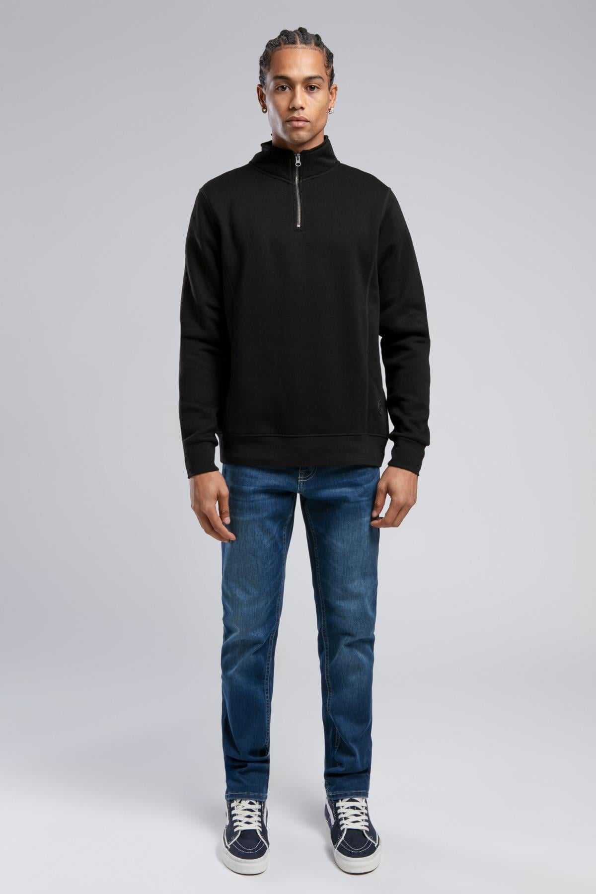 Ceaser Erkek Dik Yaka Sweatshirt Siyah