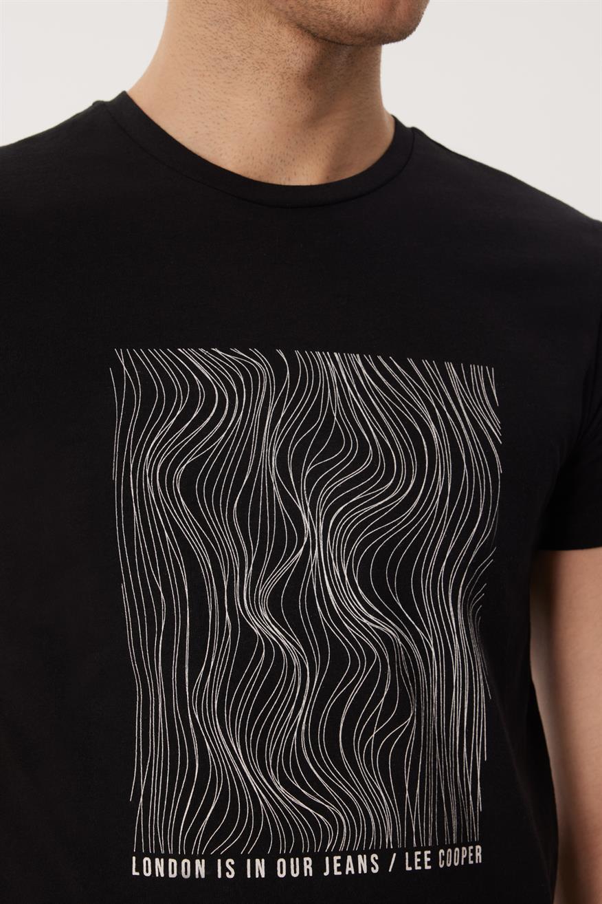 Charles Erkek %100 Pamuk O Yaka T-Shirt Siyah