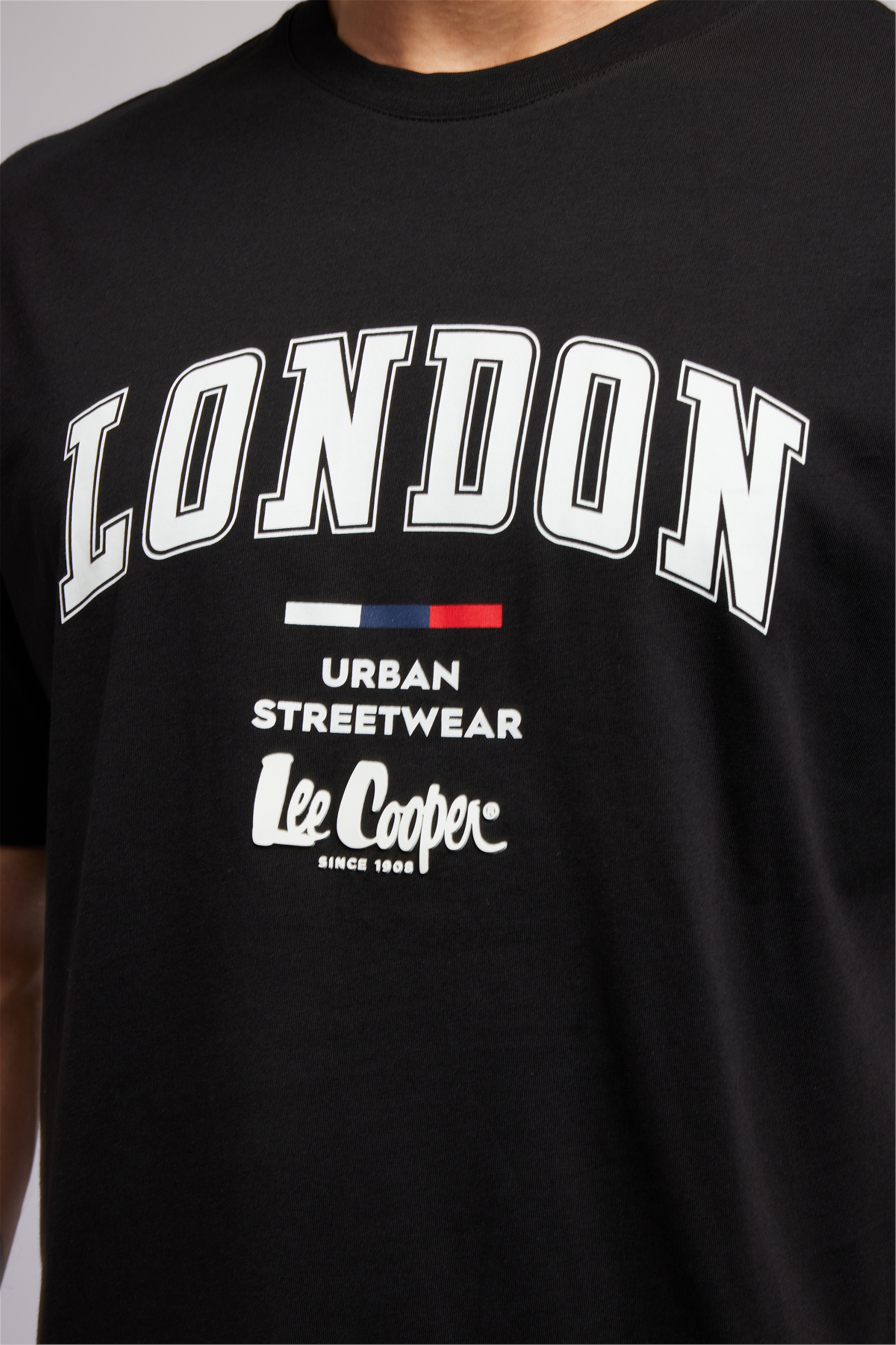 CLIFF Erkek Loose %100 Pamuk Baskılı Bisiklet Yaka T-Shirt Siyah