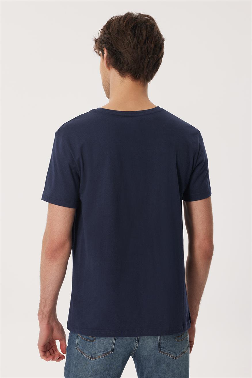Collage Erkek %100 Pamuk O Yaka T-Shirt Lacivert