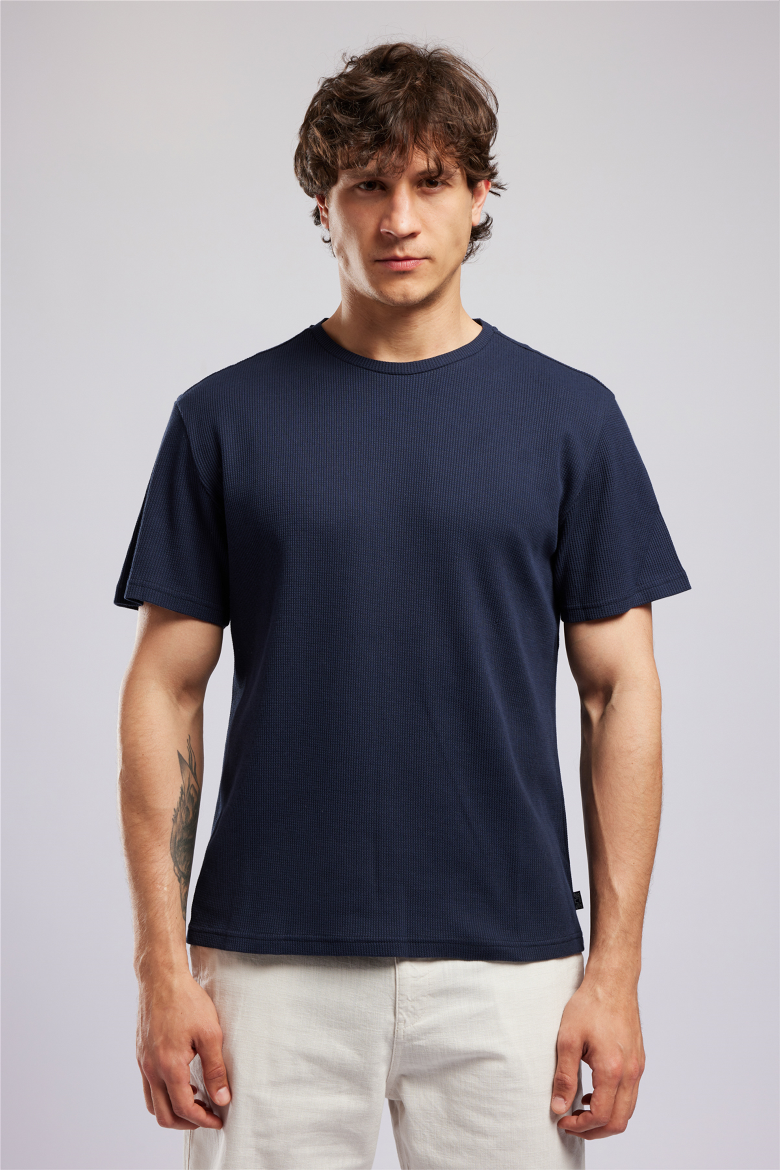CONROY Erkek Regular Fit %100 Pamuk Baskılı Bisiklet Yaka T-Shirt Mavi