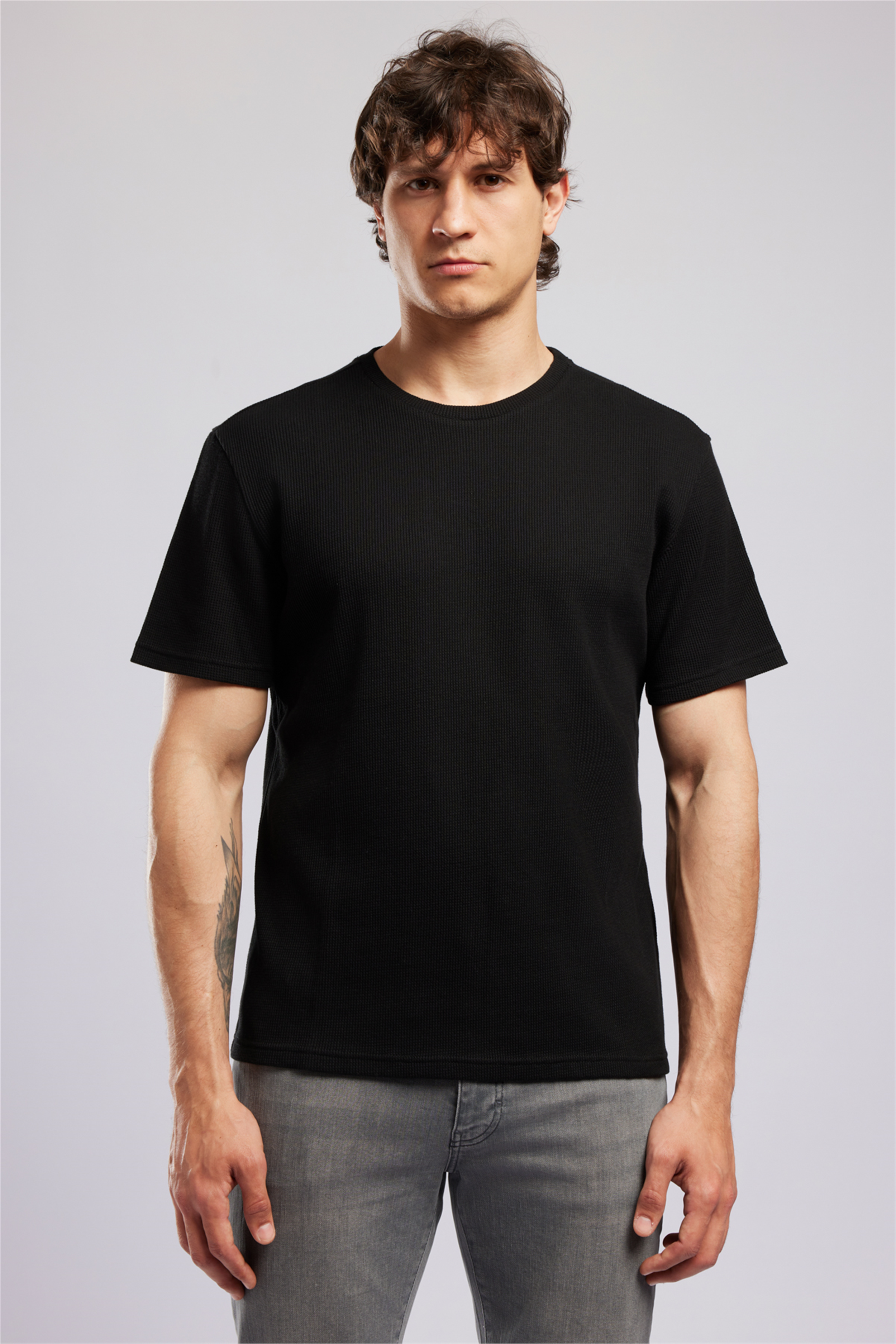CONROY Erkek Regular Fit %100 Pamuk Baskılı Bisiklet Yaka T-Shirt Siyah