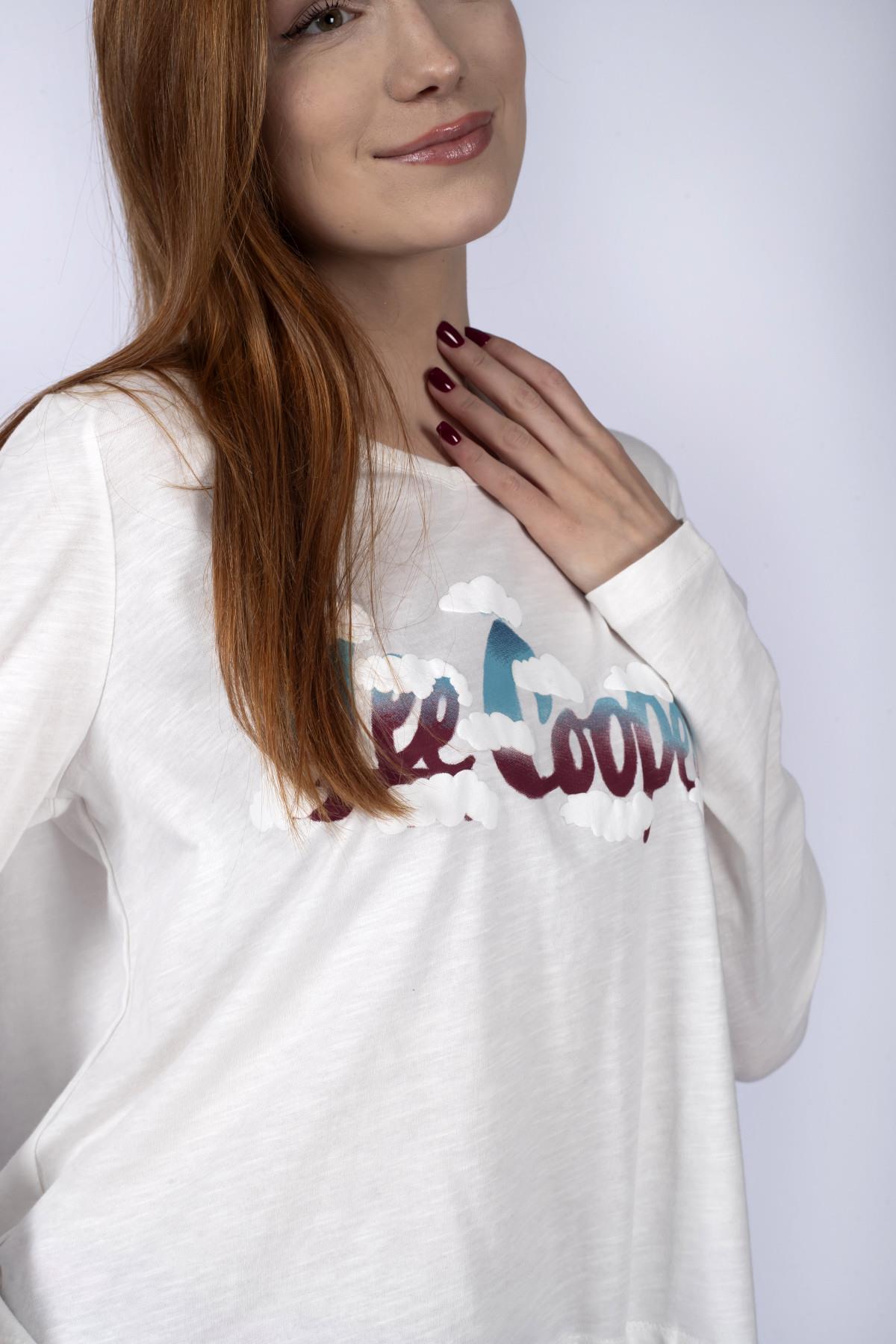Daisy Kadın Uzun Kol T-Shirt Beyaz