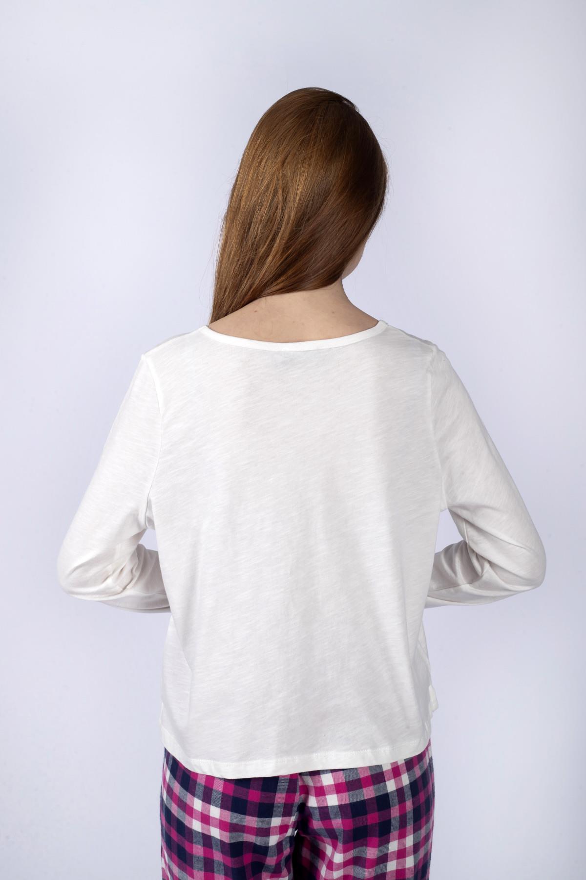 Daisy Kadın Uzun Kol T-Shirt Beyaz