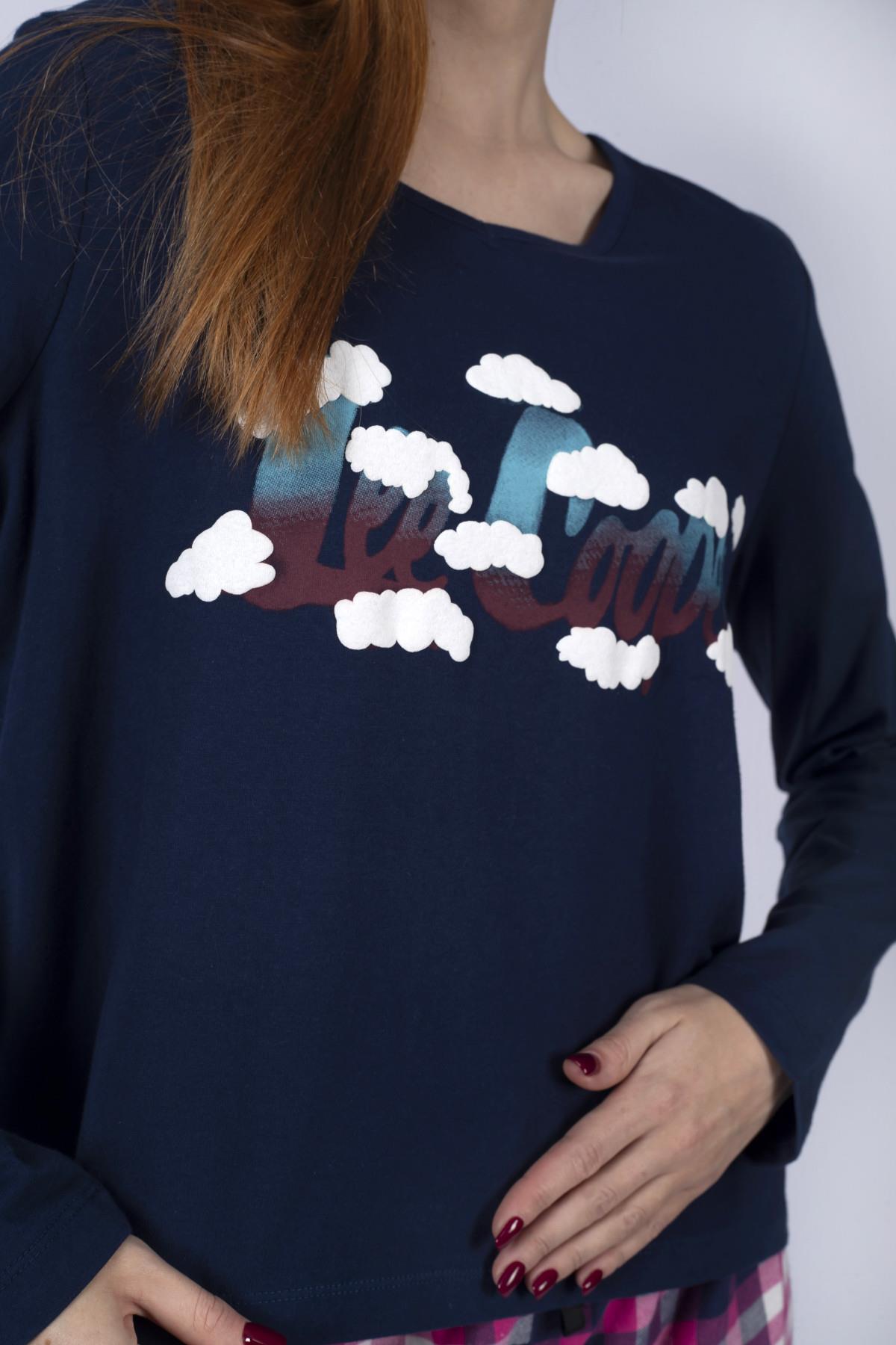 Daisy Kadın Uzun Kol T-Shirt Lacivert