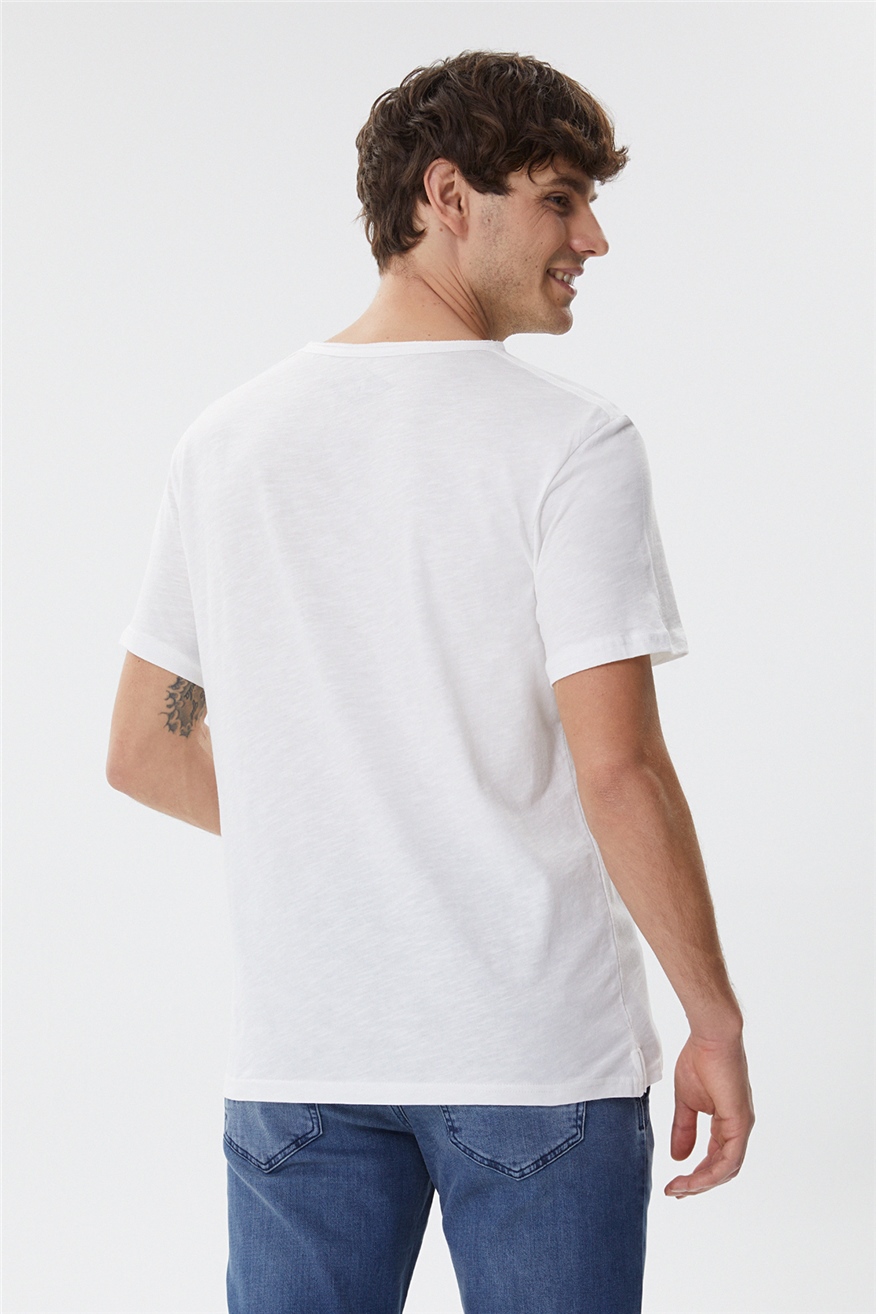 Daniel Erkek %100 Pamuk Oversizebisiklet Yaka T-Shirt Ekru