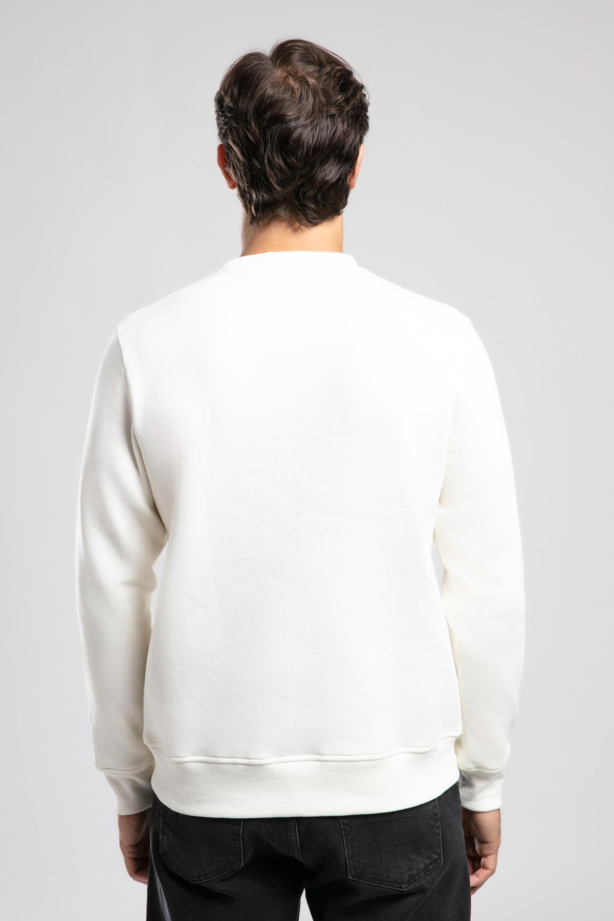 Dennis Erkek O Yaka Sweatshirt Ekru