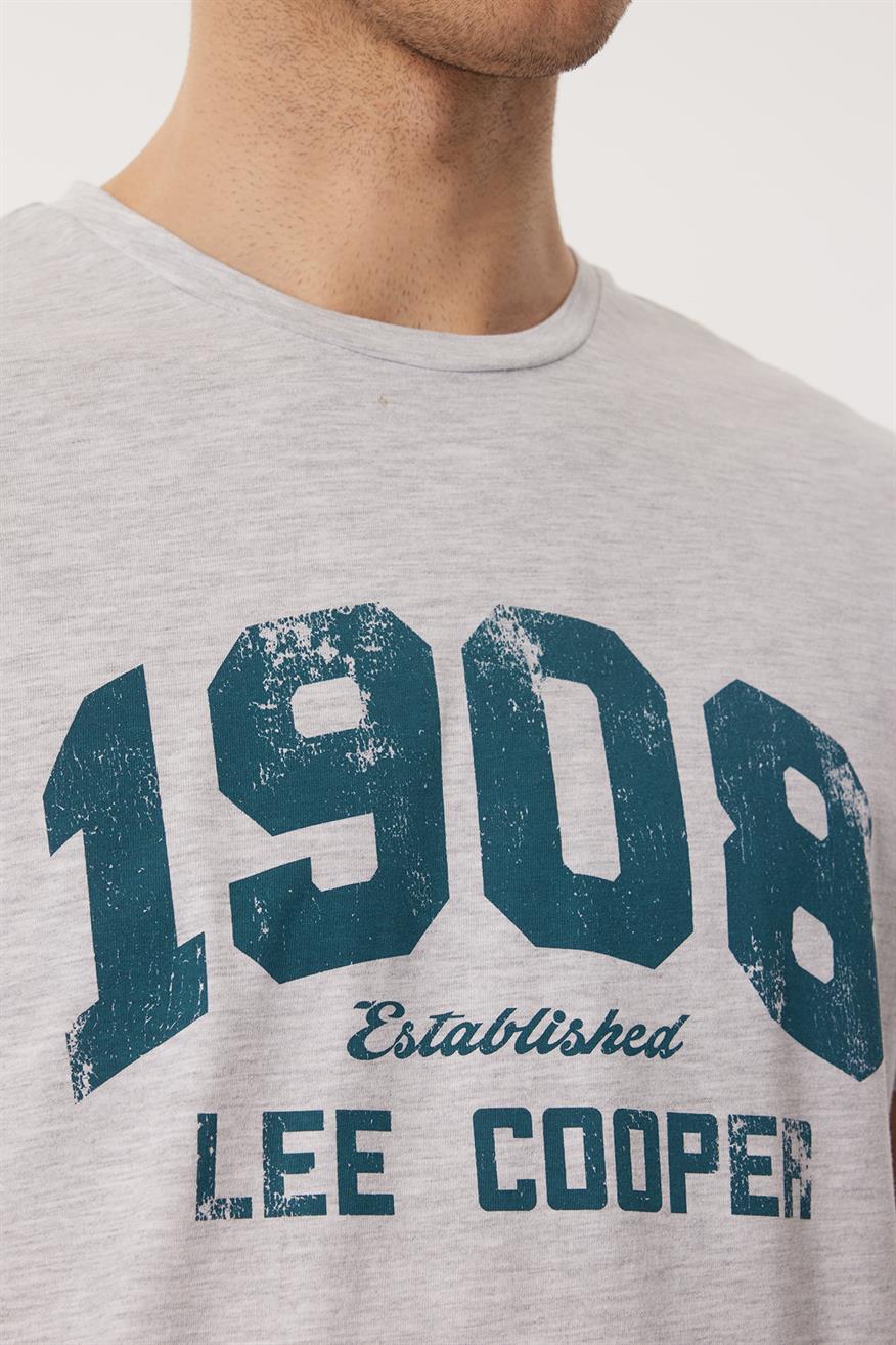 Derek Erkek %100 Pamuk O Yaka T-Shirt Kar Melanj