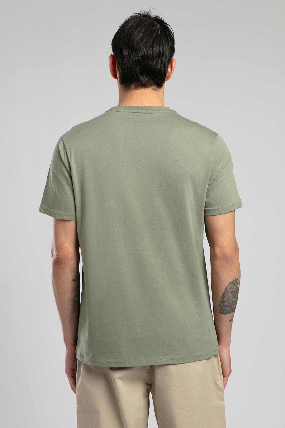 Desav Erkek %100 Pamuk O Yaka T-Shirt Haki
