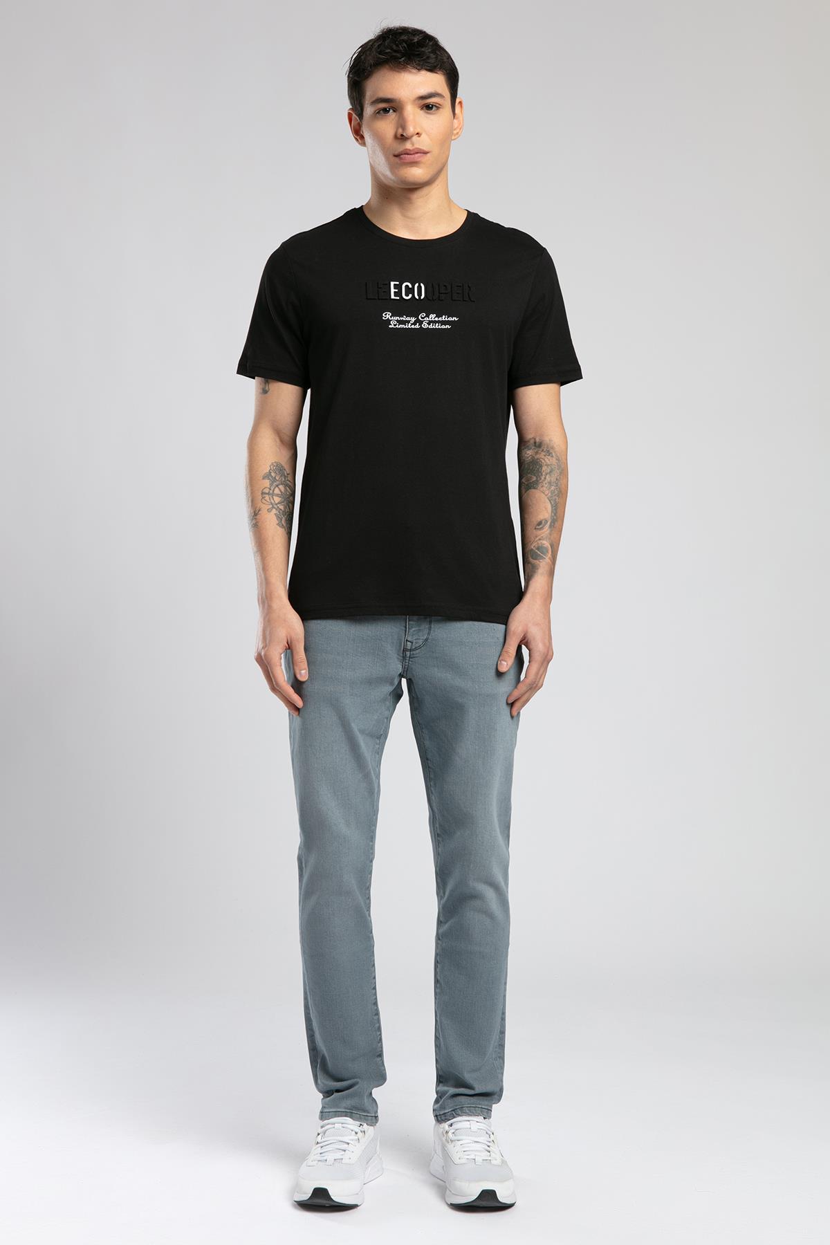 Desav Erkek %100 Pamuk O Yaka T-Shirt Siyah