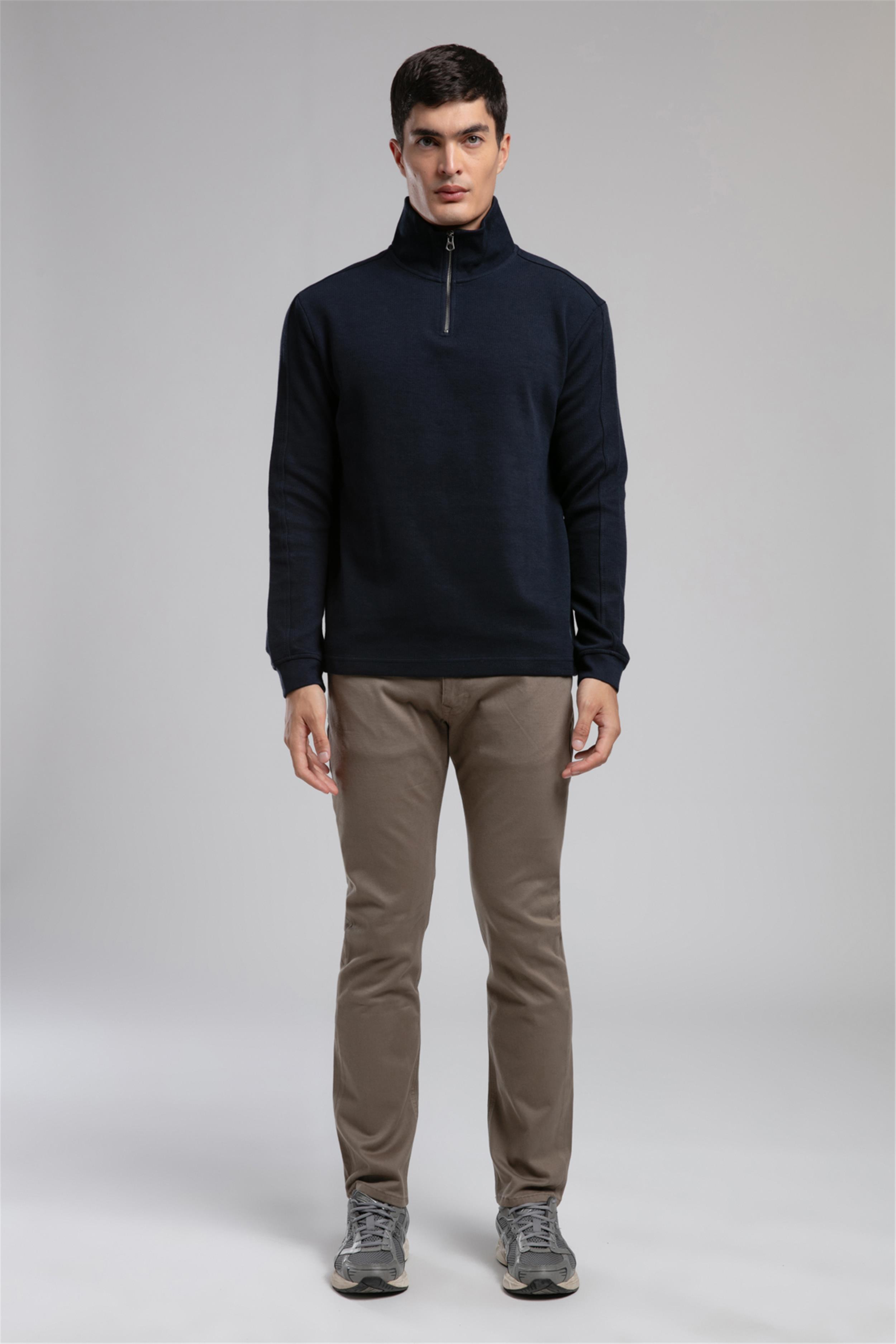 Desona Erkek Dik Yaka Sweatshirt Lacivert