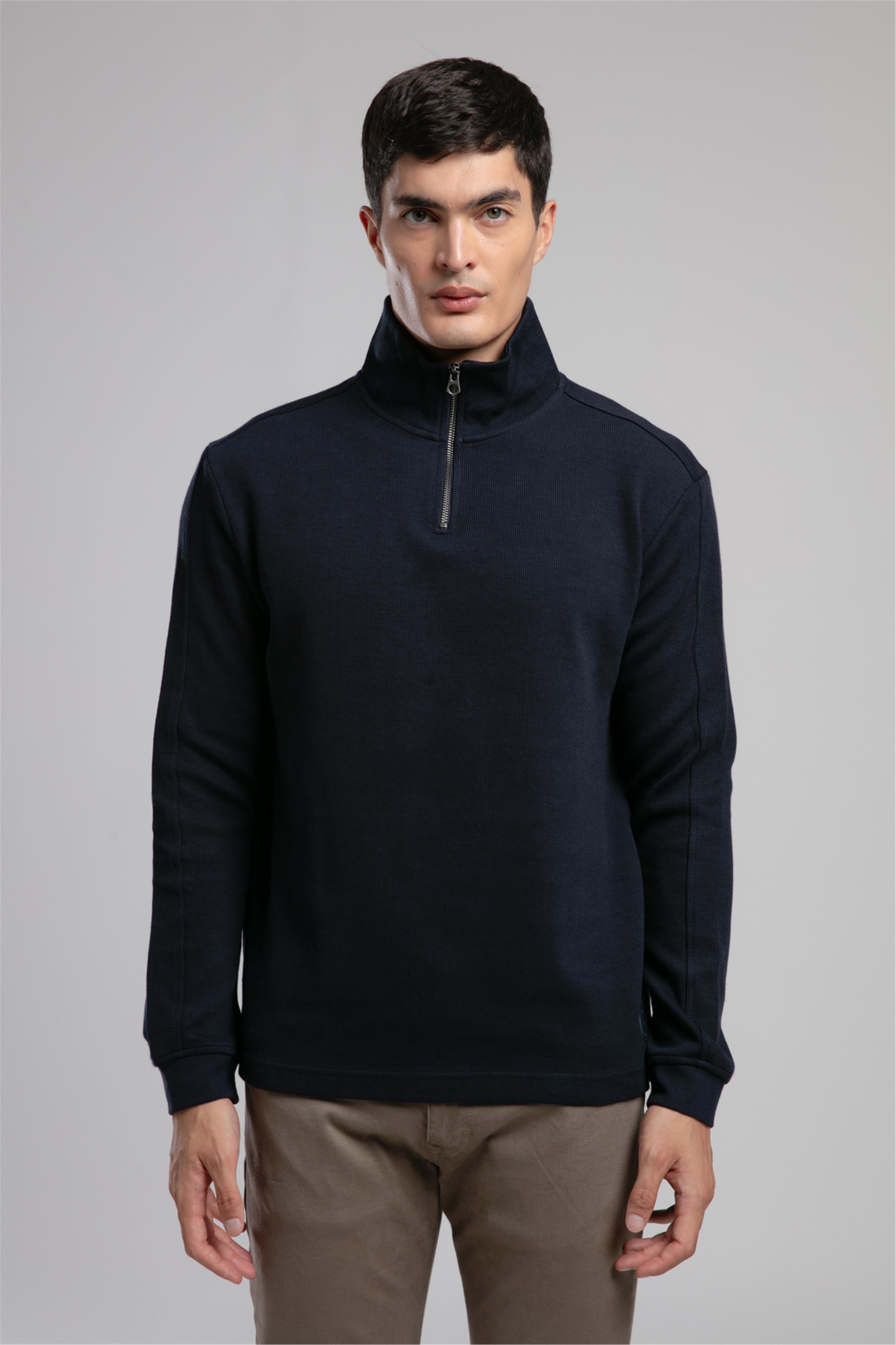 Desona Erkek Dik Yaka Sweatshirt Lacivert