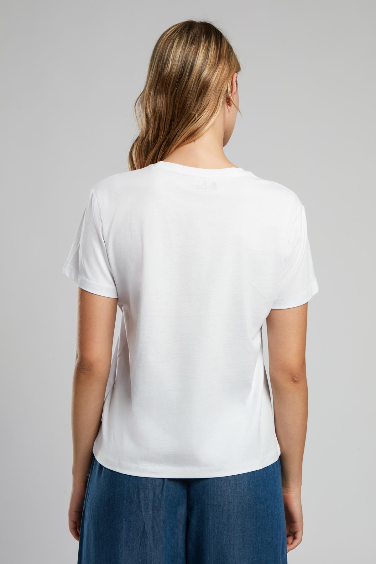 Digital Kadın O Yaka T-Shirt Beyaz