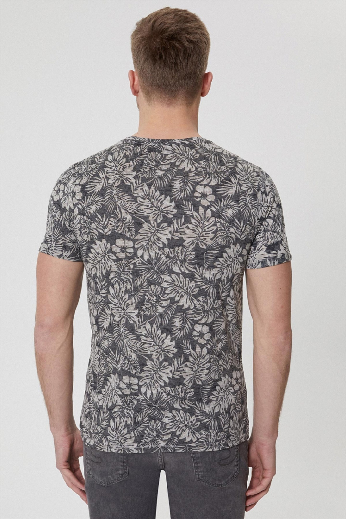 Drake Erkek Bisiklet Yaka T-Shirt Antrasit