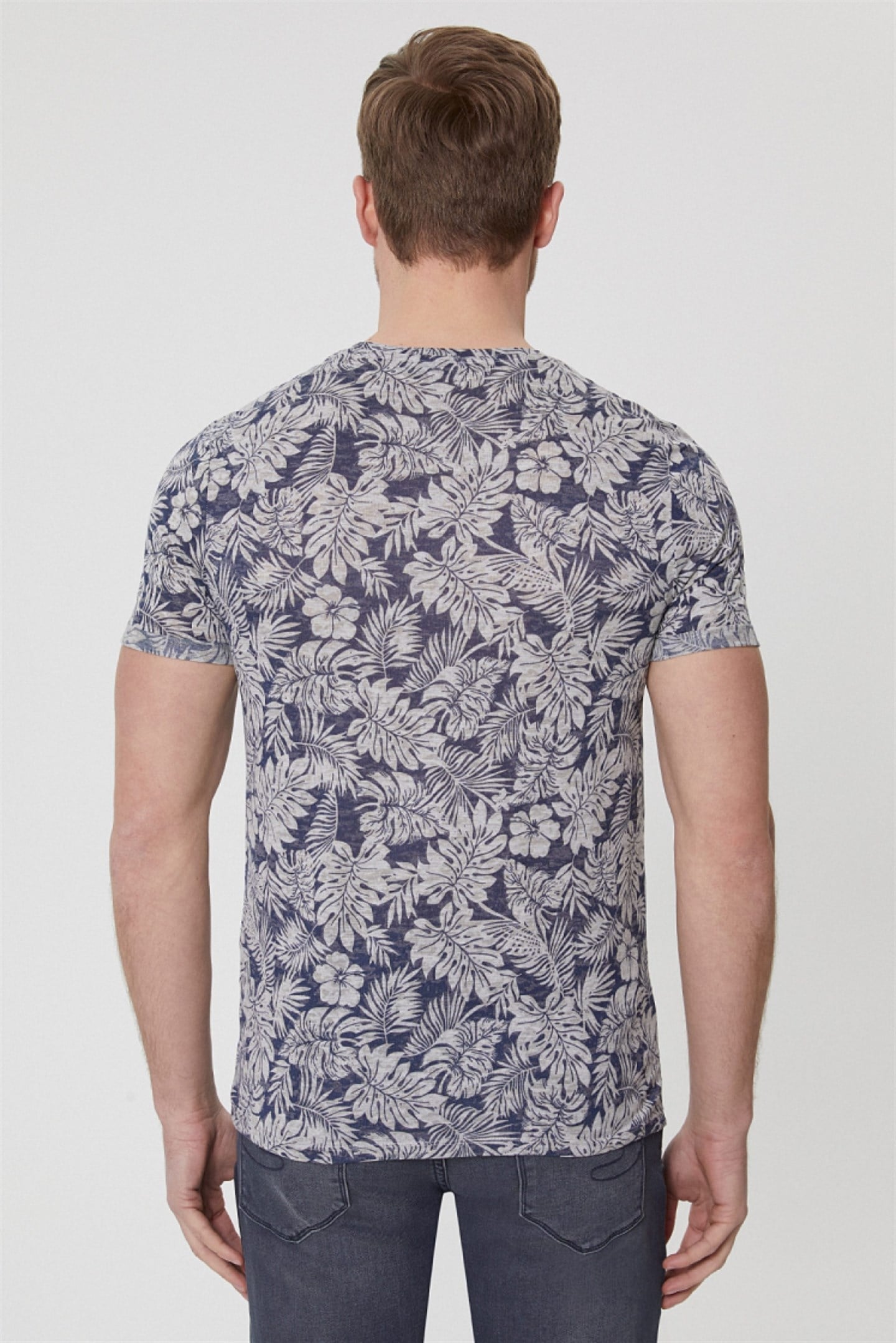 Drake Erkek Bisiklet Yaka T-Shirt İndigo