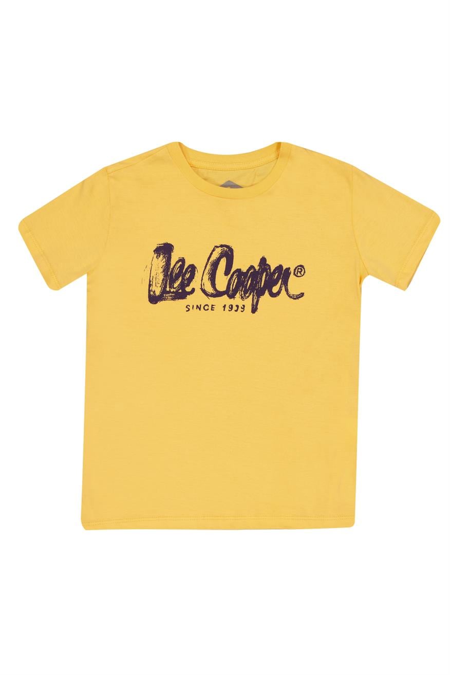 Drawinglogo 1 Erkek Çocuk Bisiklet Yaka T-Shirt Sarı