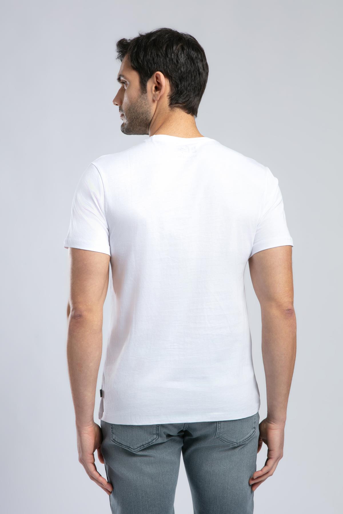 Drawinglogo Erkek %100 Pamuk O Yaka T-Shirt Beyaz