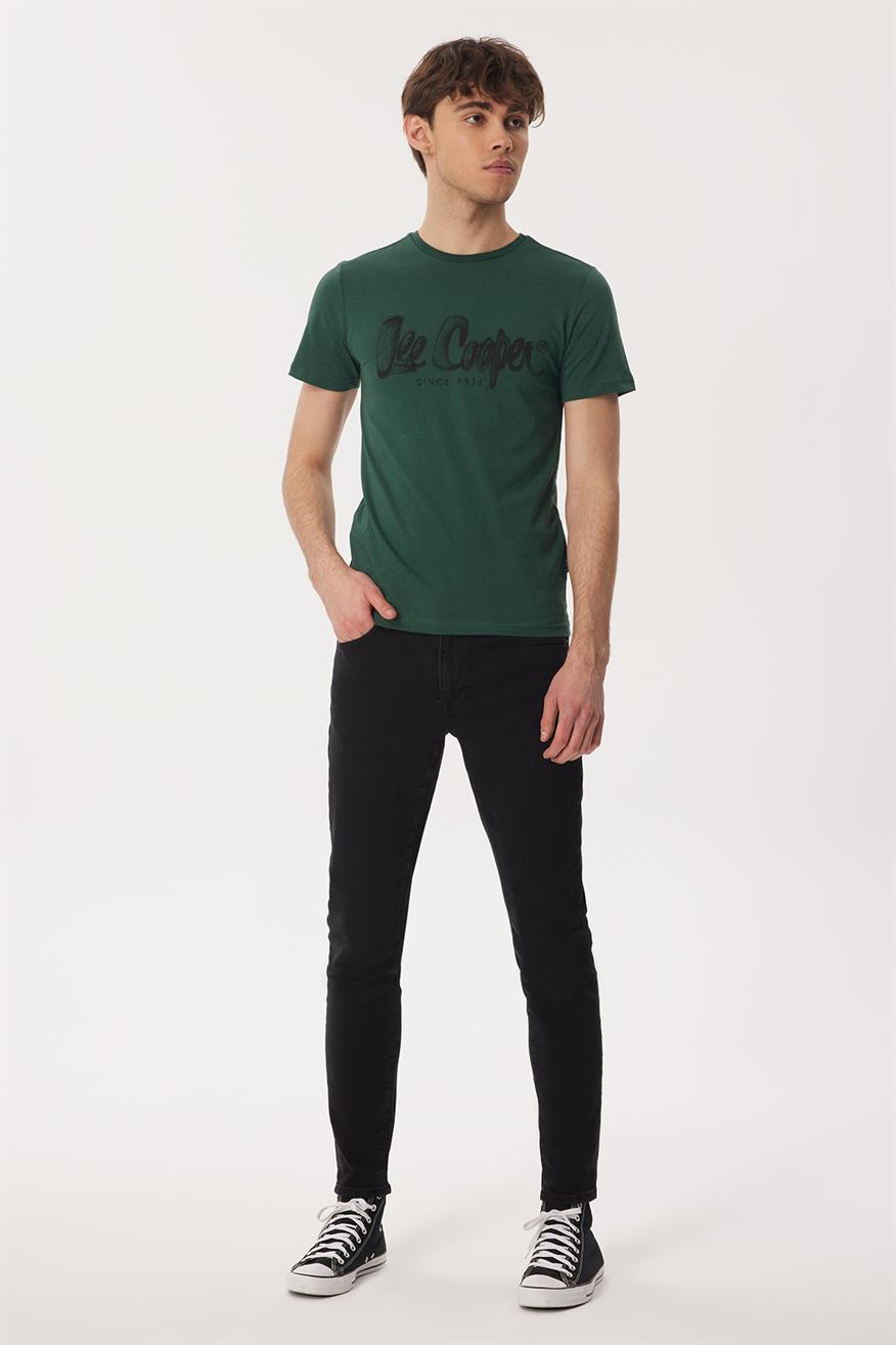 Drawinglogo Erkek %100 Pamuk O Yaka T-Shirt Yeşil
