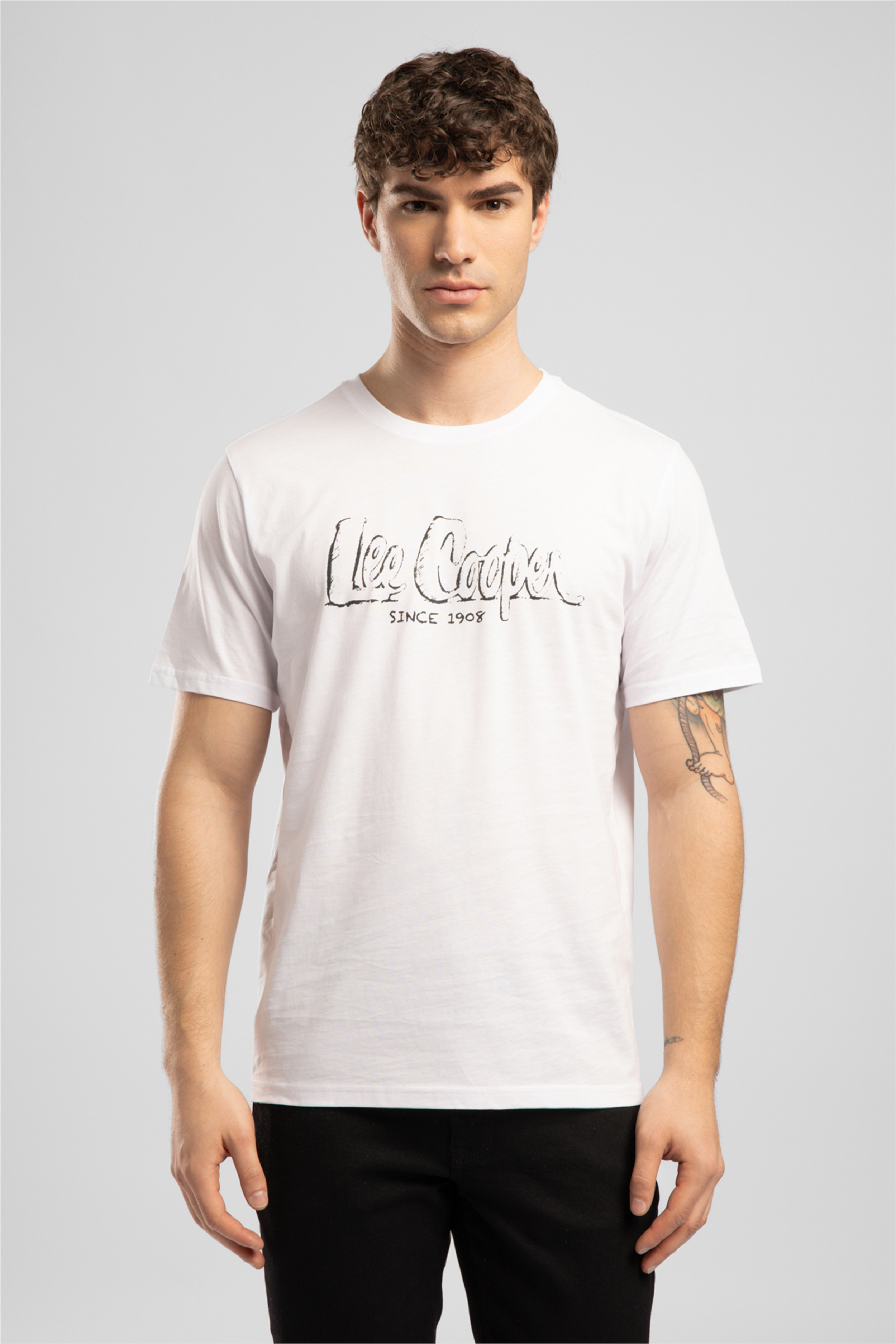 DRAWOS Erkek Regular Fit %100 Pamuk Basic Bisiklet Yaka T-Shirt Beyaz
