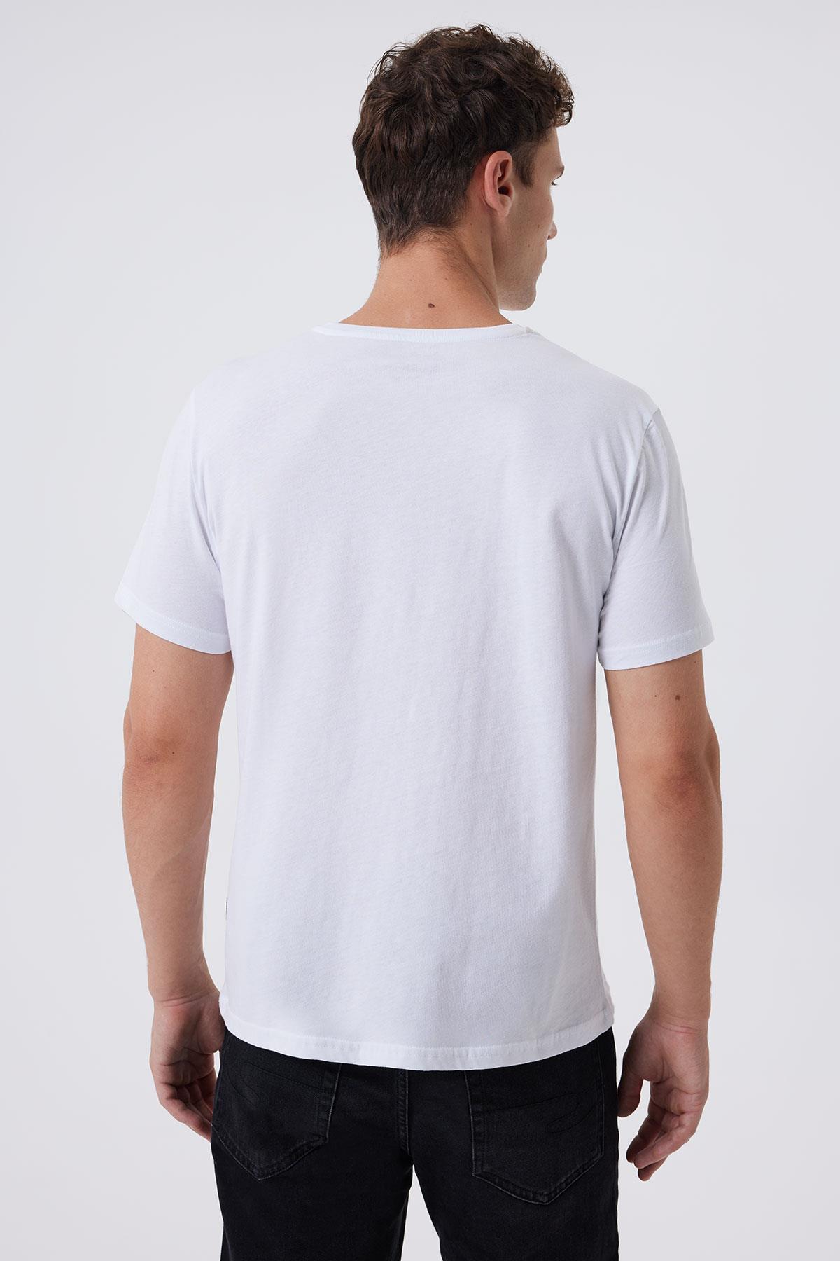 Earl Erkek %100 Pamuk O Yaka T-Shirt Beyaz