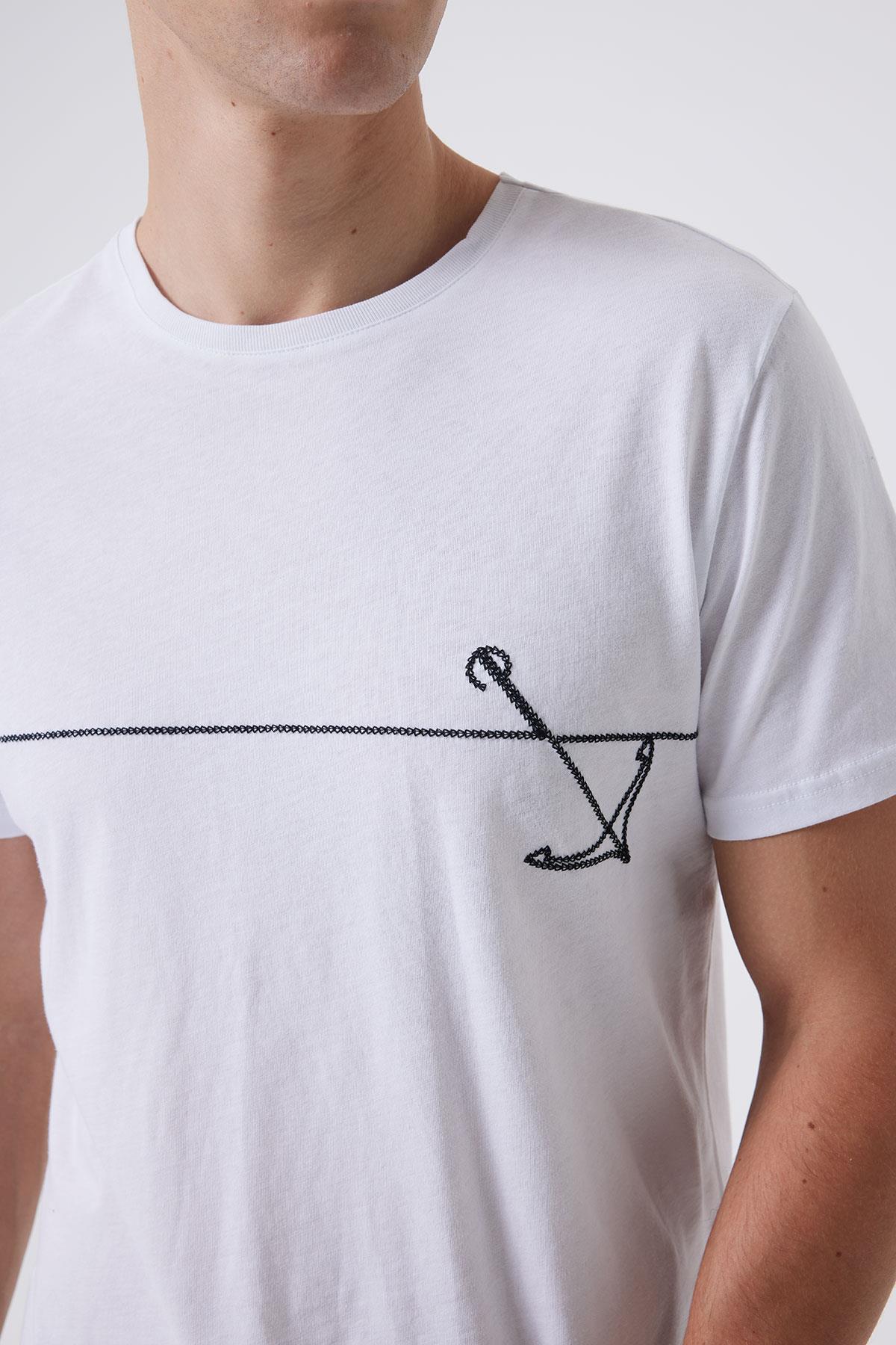 Earl Erkek %100 Pamuk O Yaka T-Shirt Beyaz