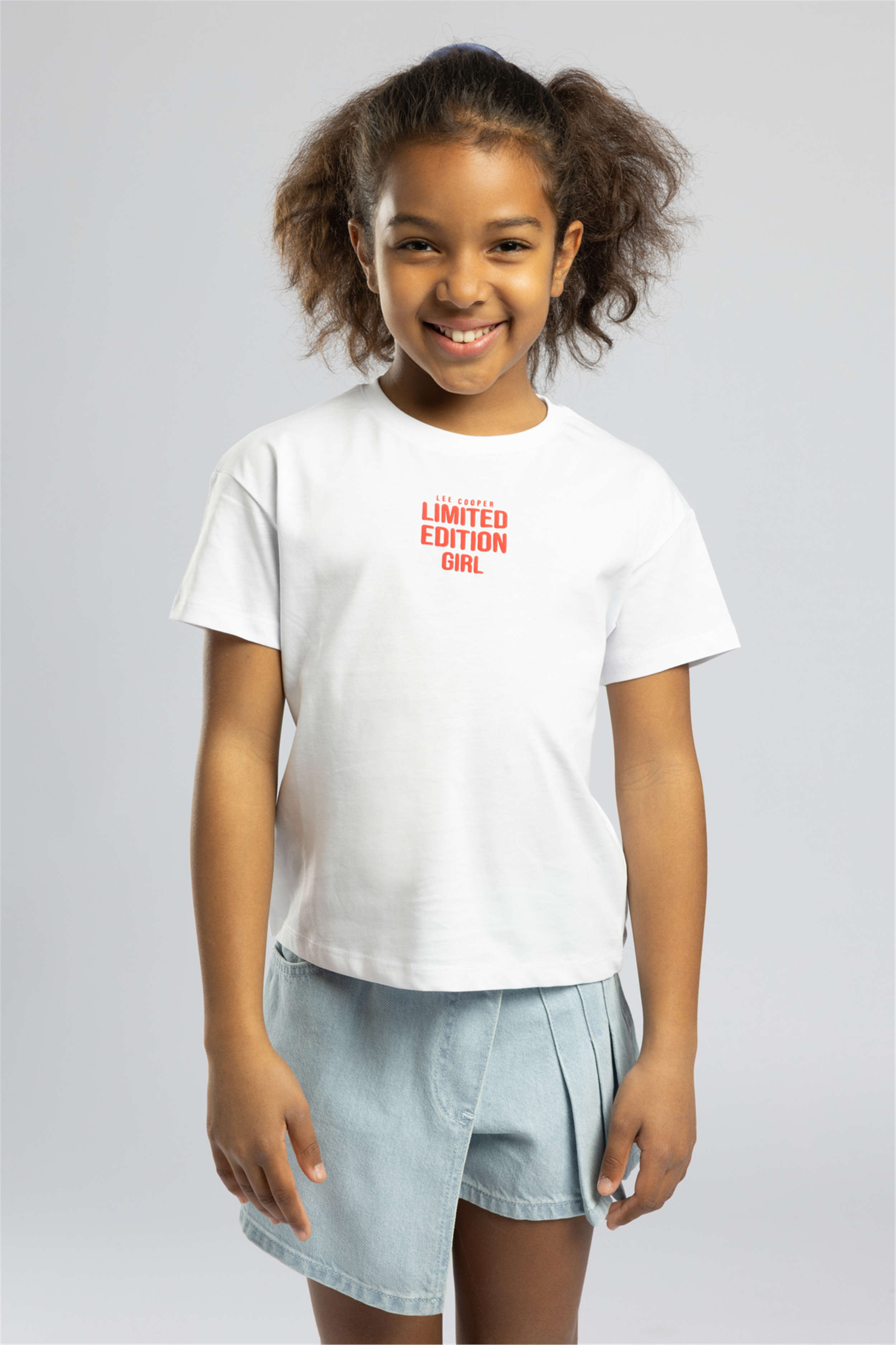 Edıtıon Kız Çocuk Baskılı Bisiklet Yaka T-Shirt Beyaz