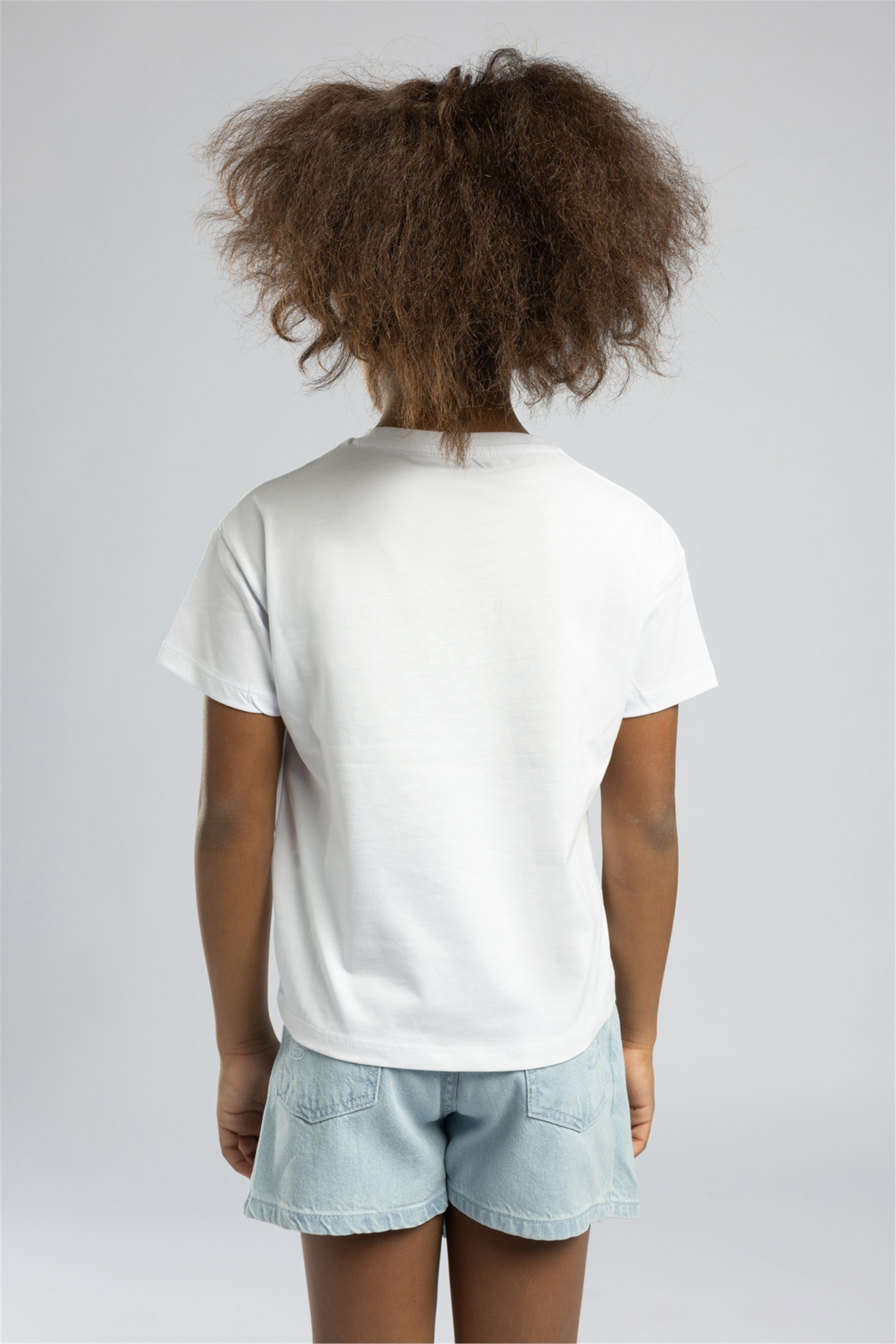 Edıtıon Kız Çocuk Baskılı Bisiklet Yaka T-Shirt Beyaz