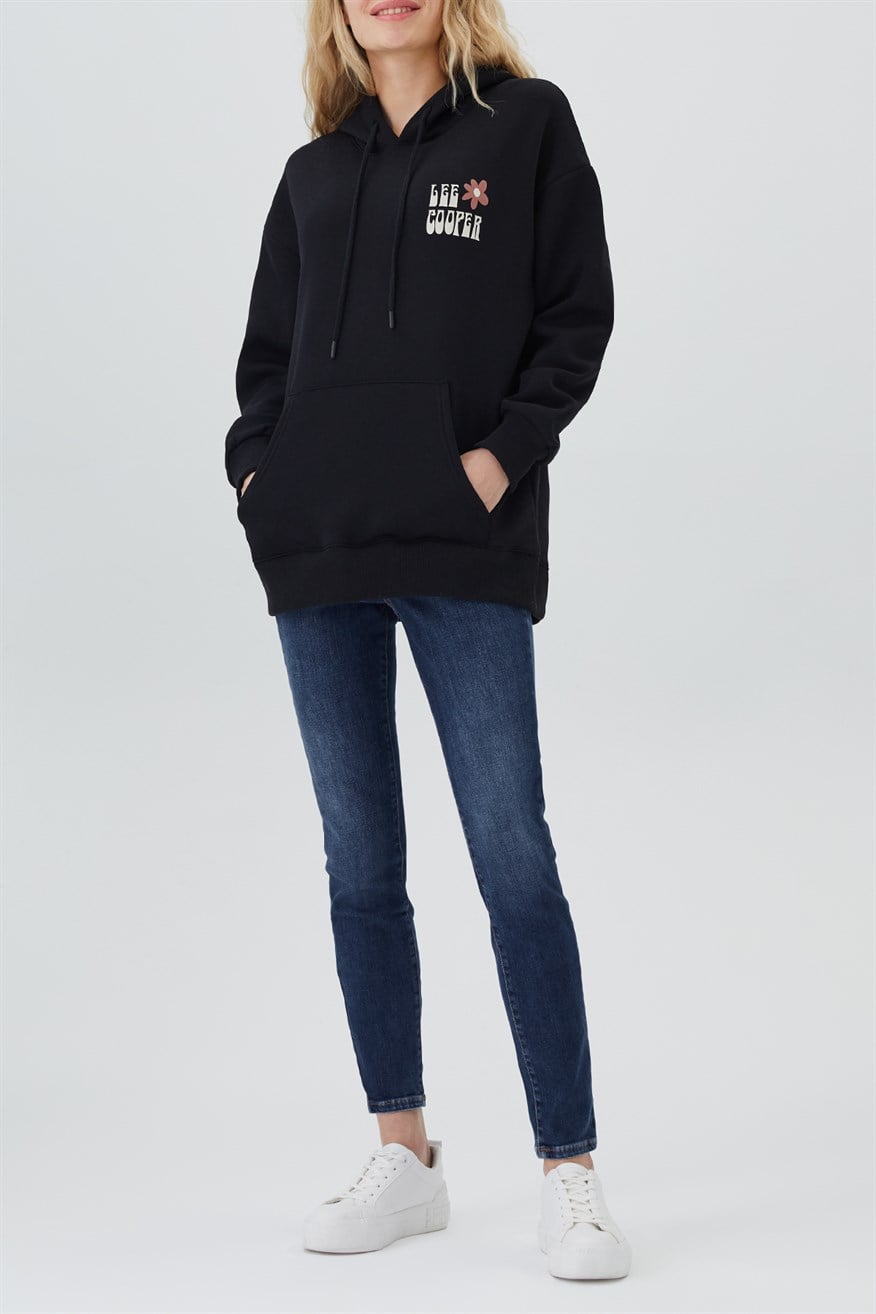 Ella Kadın Kapüşonlu Sweatshirt Siyah
