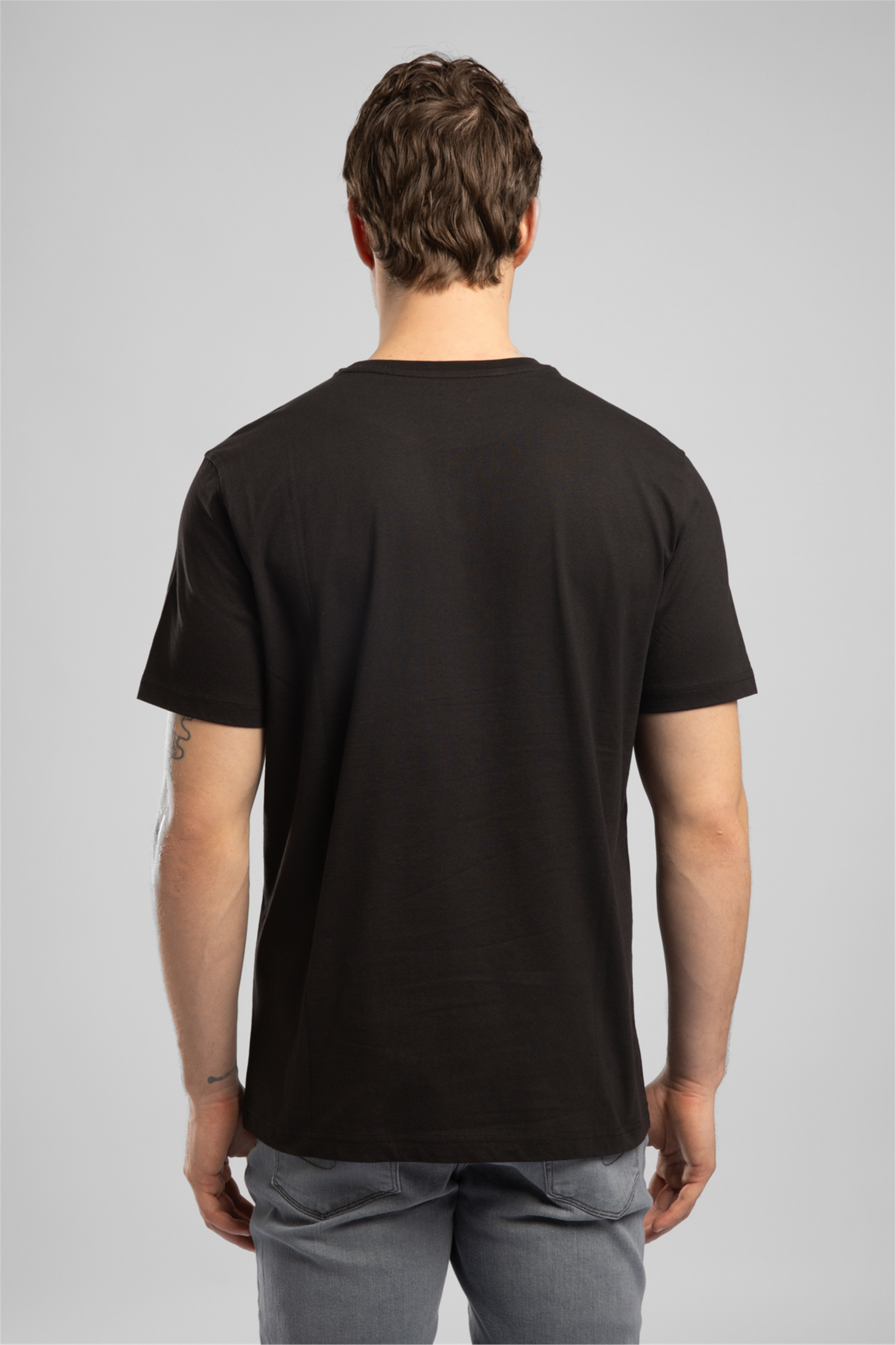 ELVIS Erkek Regular Fit %100 Pamuk Baskılı Bisiklet Yaka T-Shirt Siyah