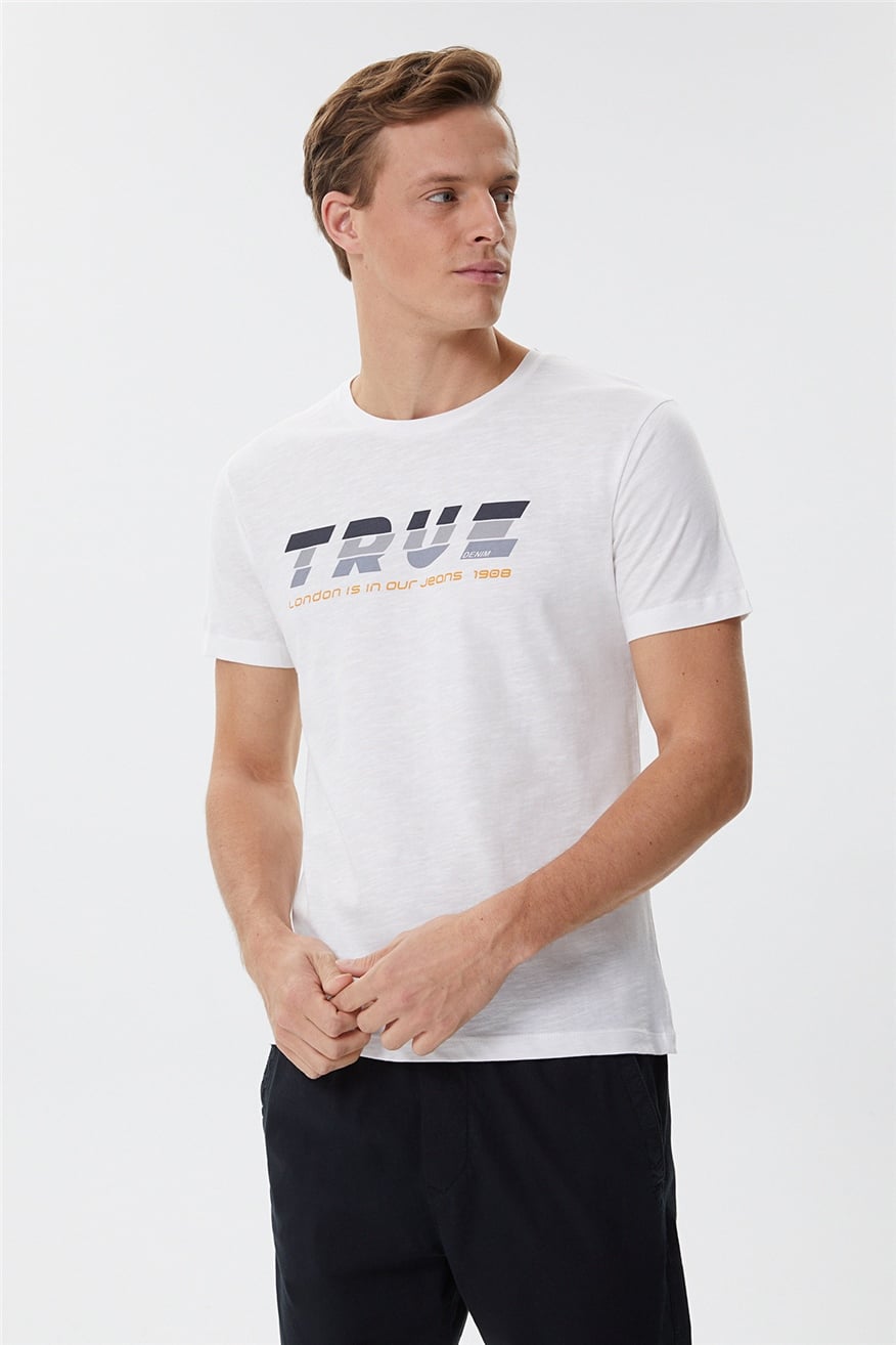 Elvis Erkek O Yaka T-Shirt Off White