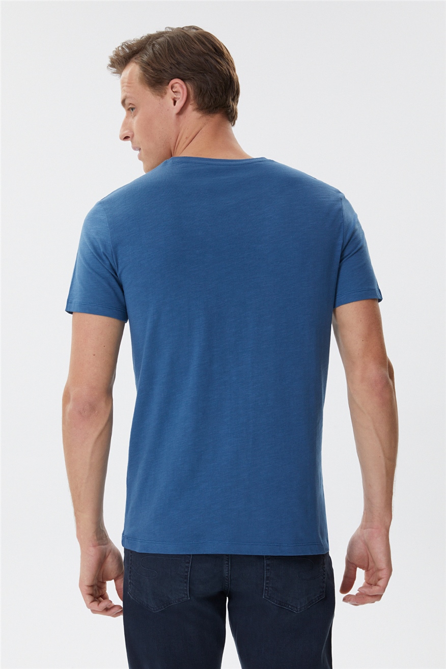 Elvis Erkek %100 Pamuk Bisiklet Yaka T-Shirt Petrol