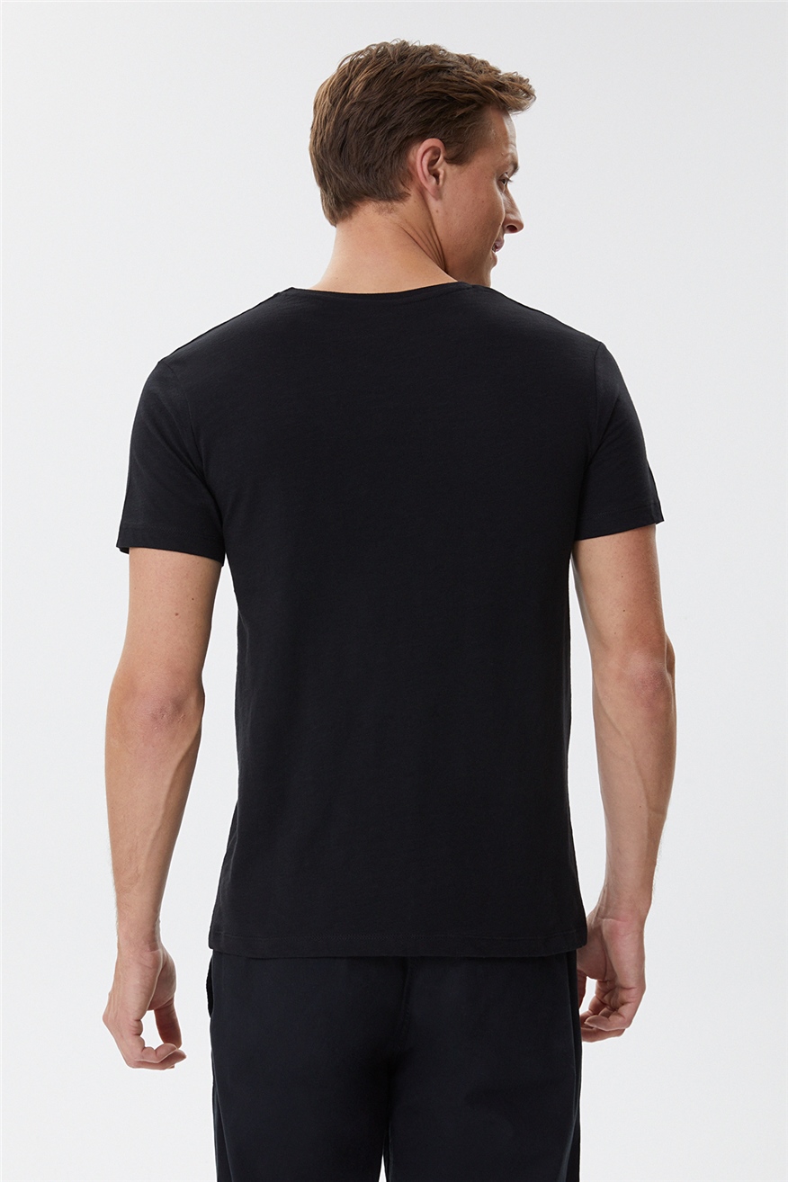 Elvis Erkek %100 Pamuk Bisiklet Yaka T-Shirt Siyah