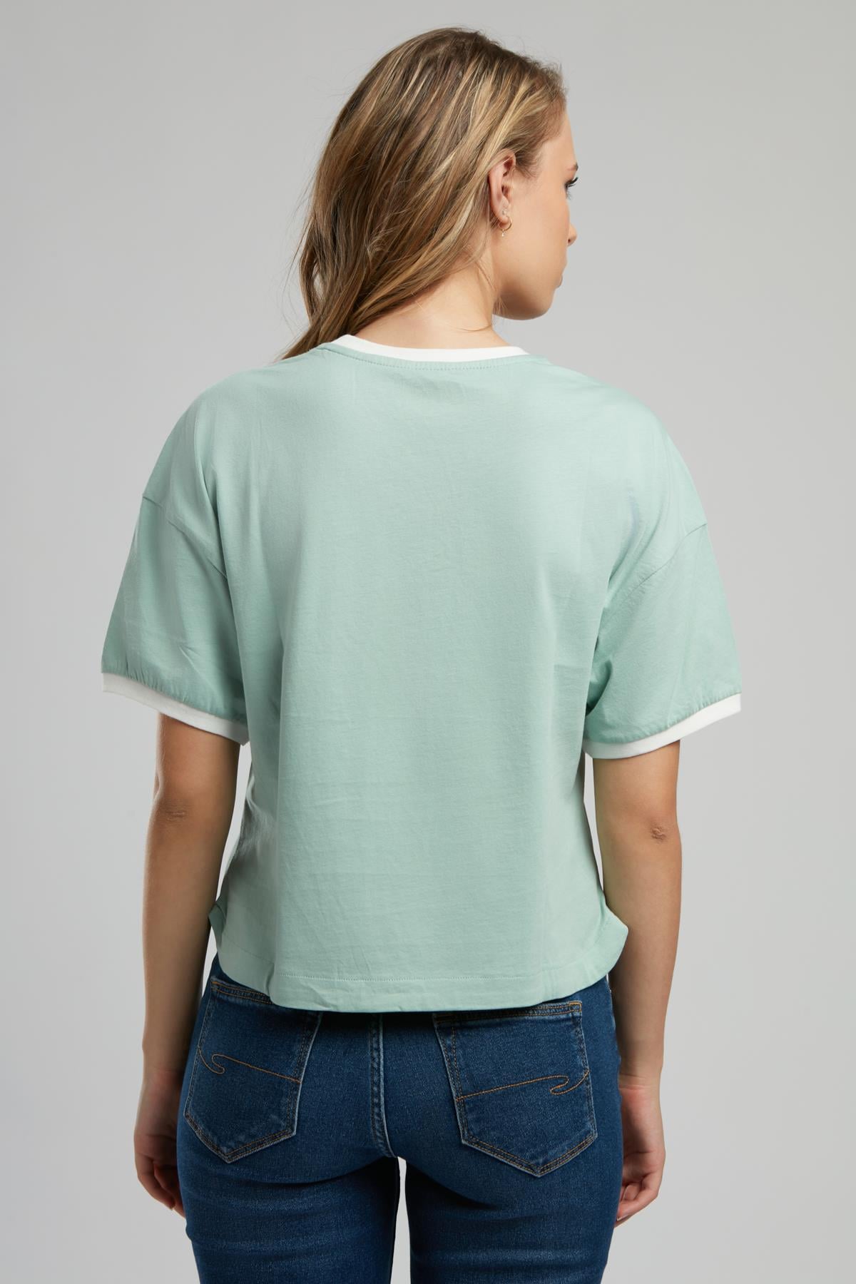 Emilia Kadın %100 Pamuk O Yaka T-Shirt Mint