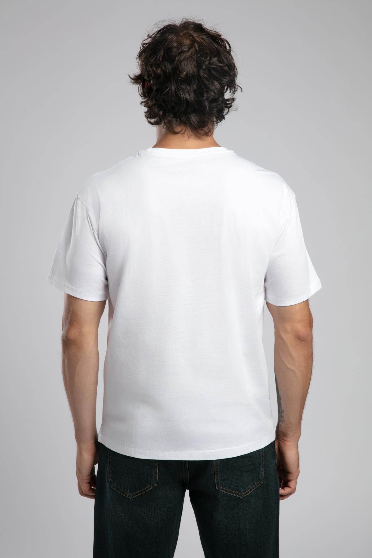 Enric Erkek %100 Pamuk O Yaka T-Shirt Beyaz