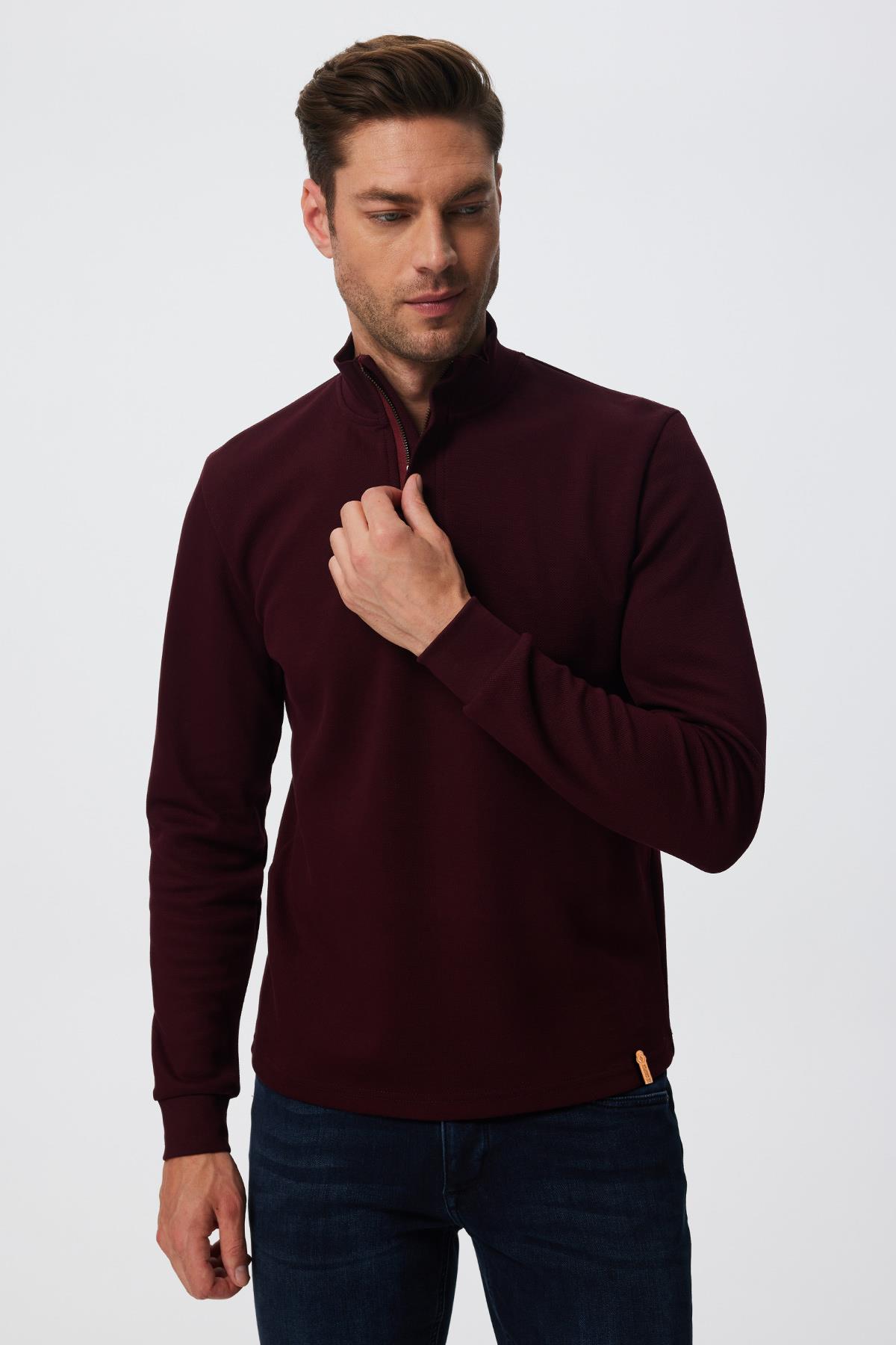 Farrıs Erkek Patlı Sweatshırt Mürdüm 