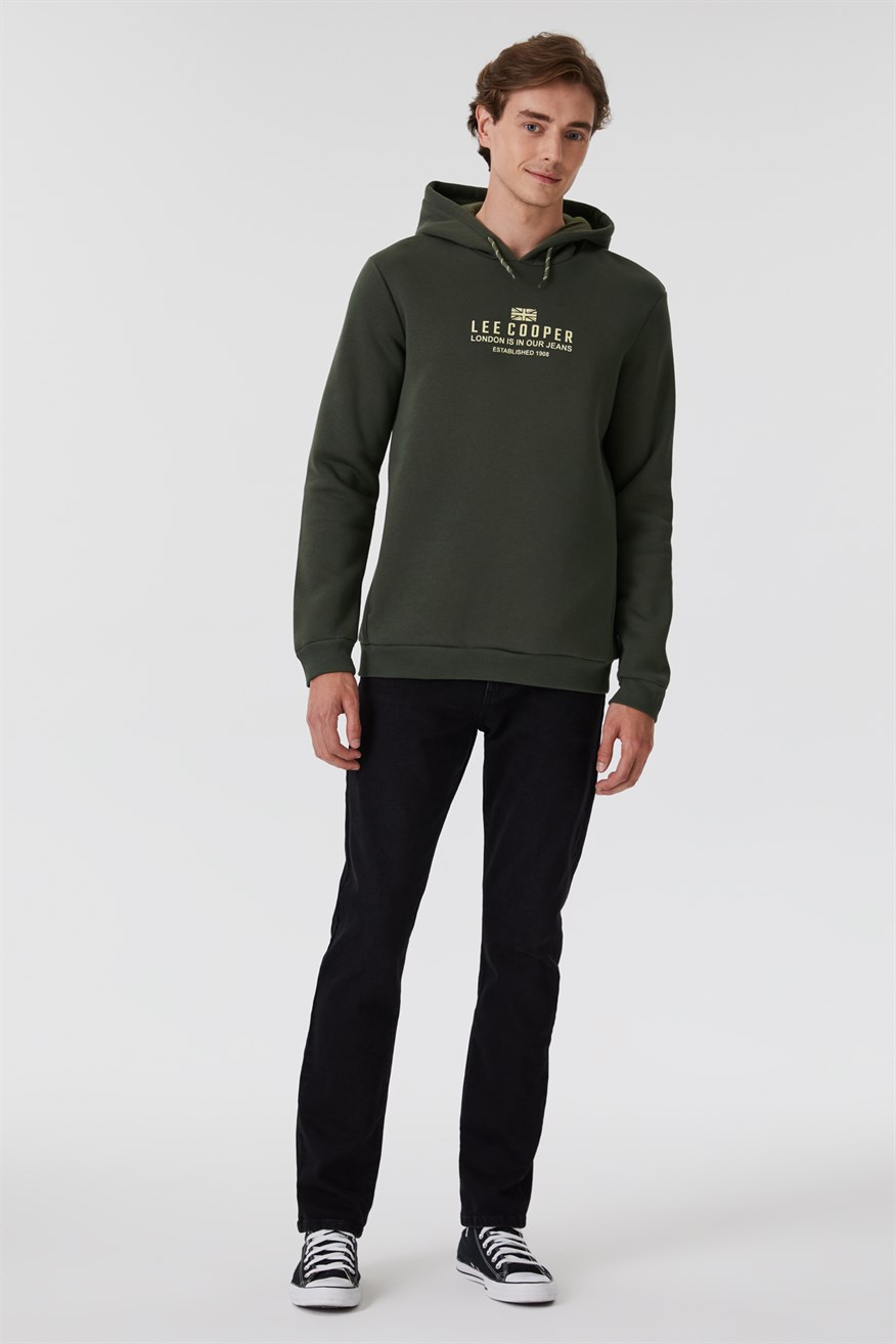 Faust Erkek Kapüşonlu Sweatshirt Haki
