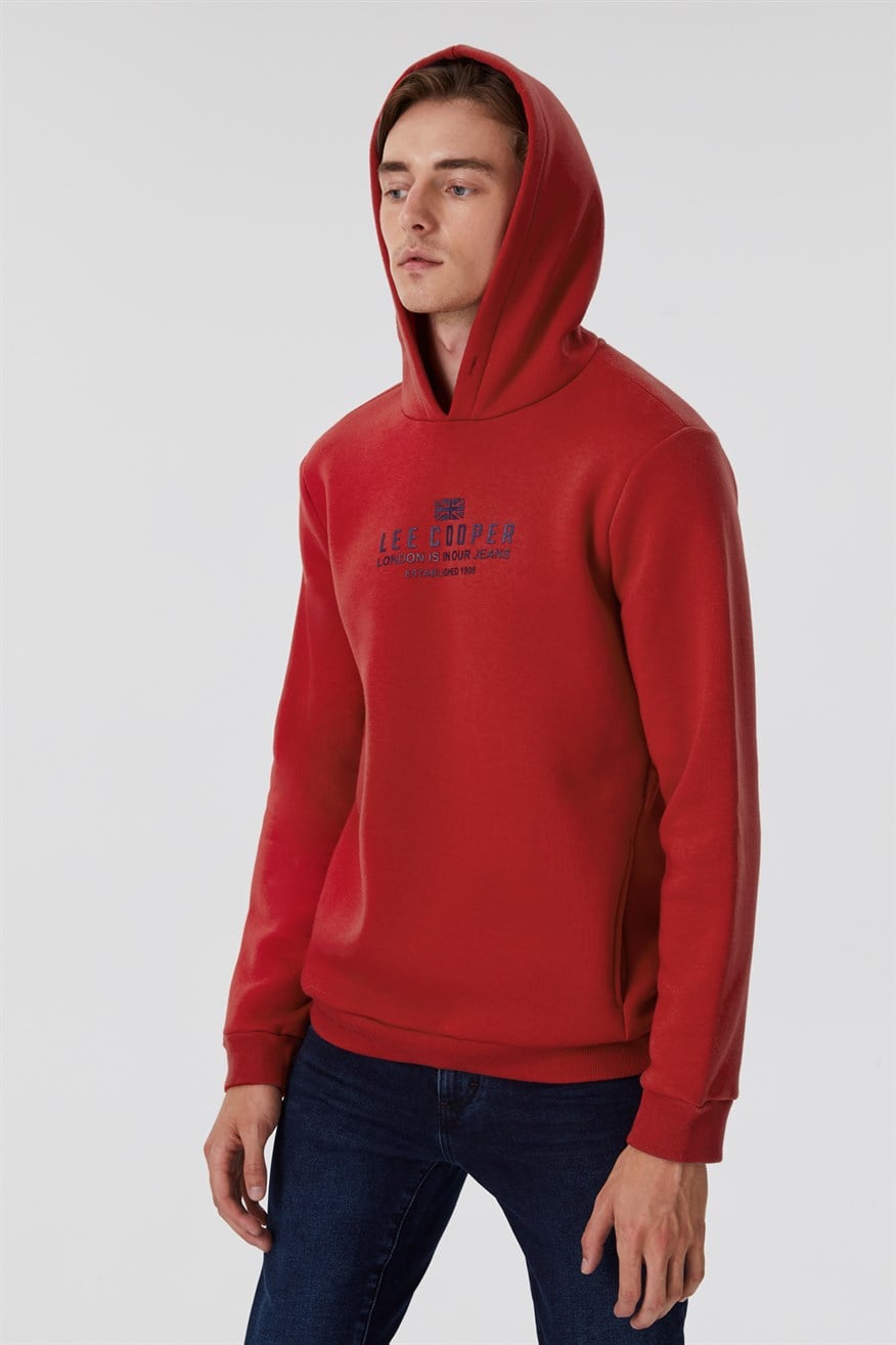 Faust Erkek Kapüşonlu Sweatshirt Kırmızı