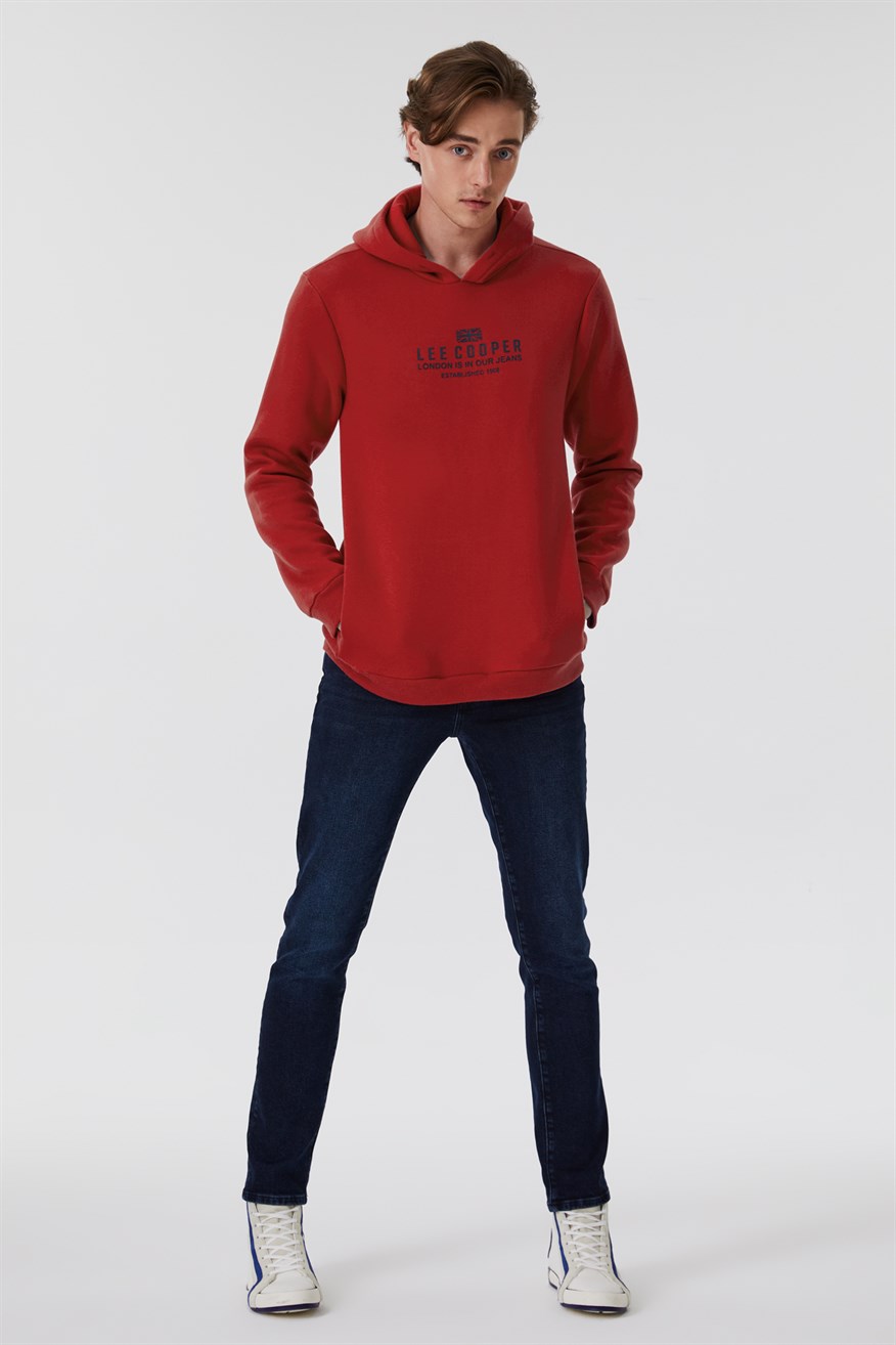 Faust Erkek Kapüşonlu Sweatshirt Kırmızı