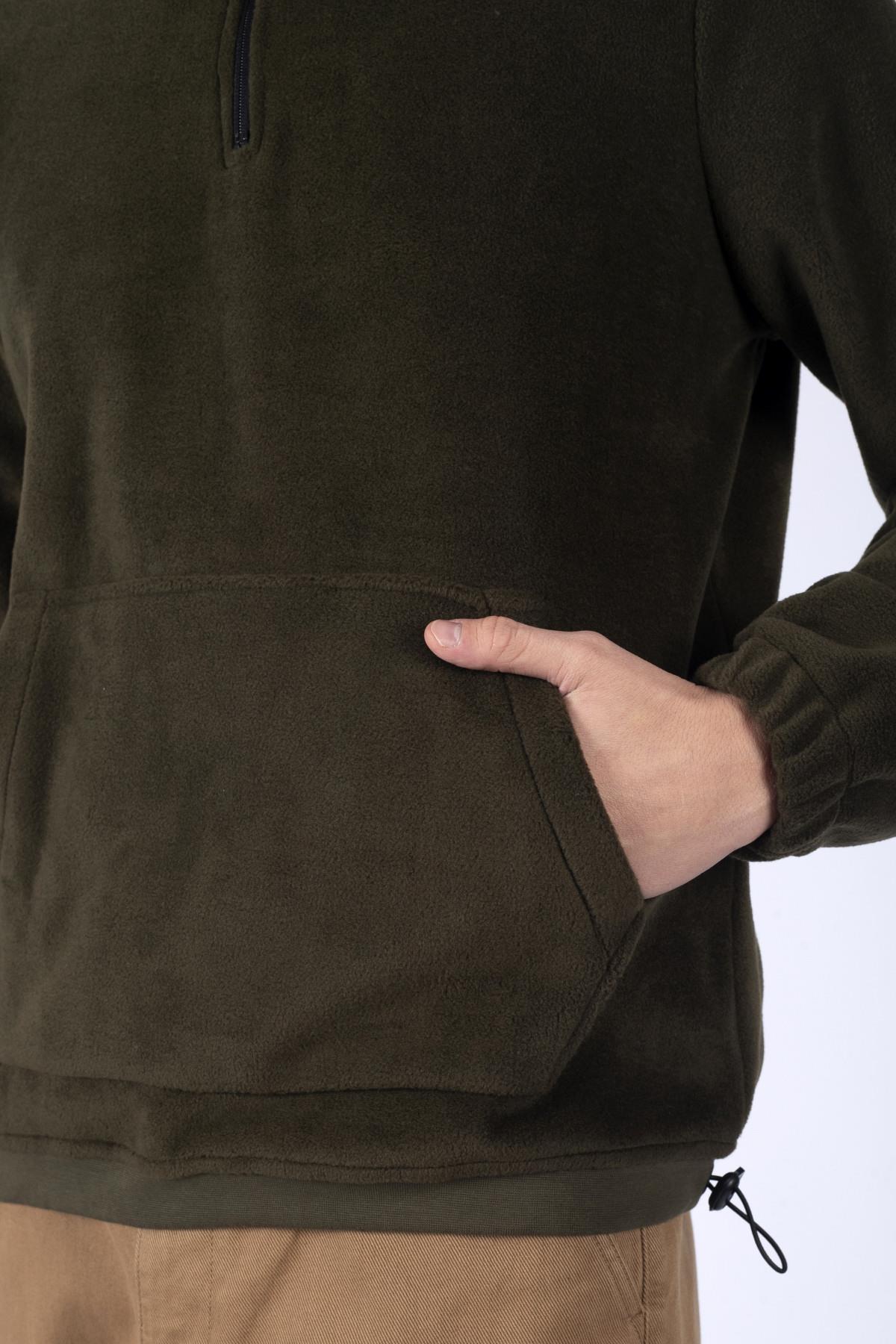 Felix Erkek Dik Yaka Polar Sweatshirt Haki