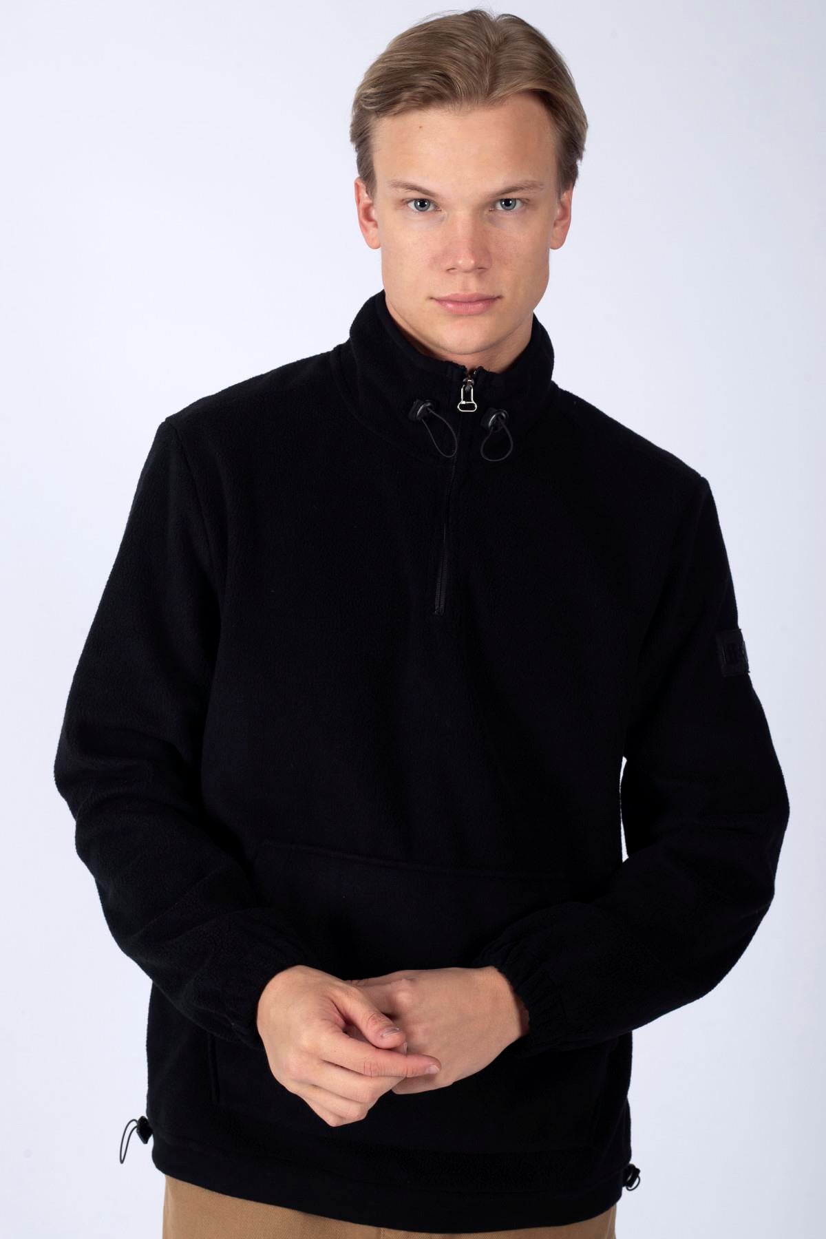 Felix Erkek Dik Yaka Polar Sweatshirt Siyah