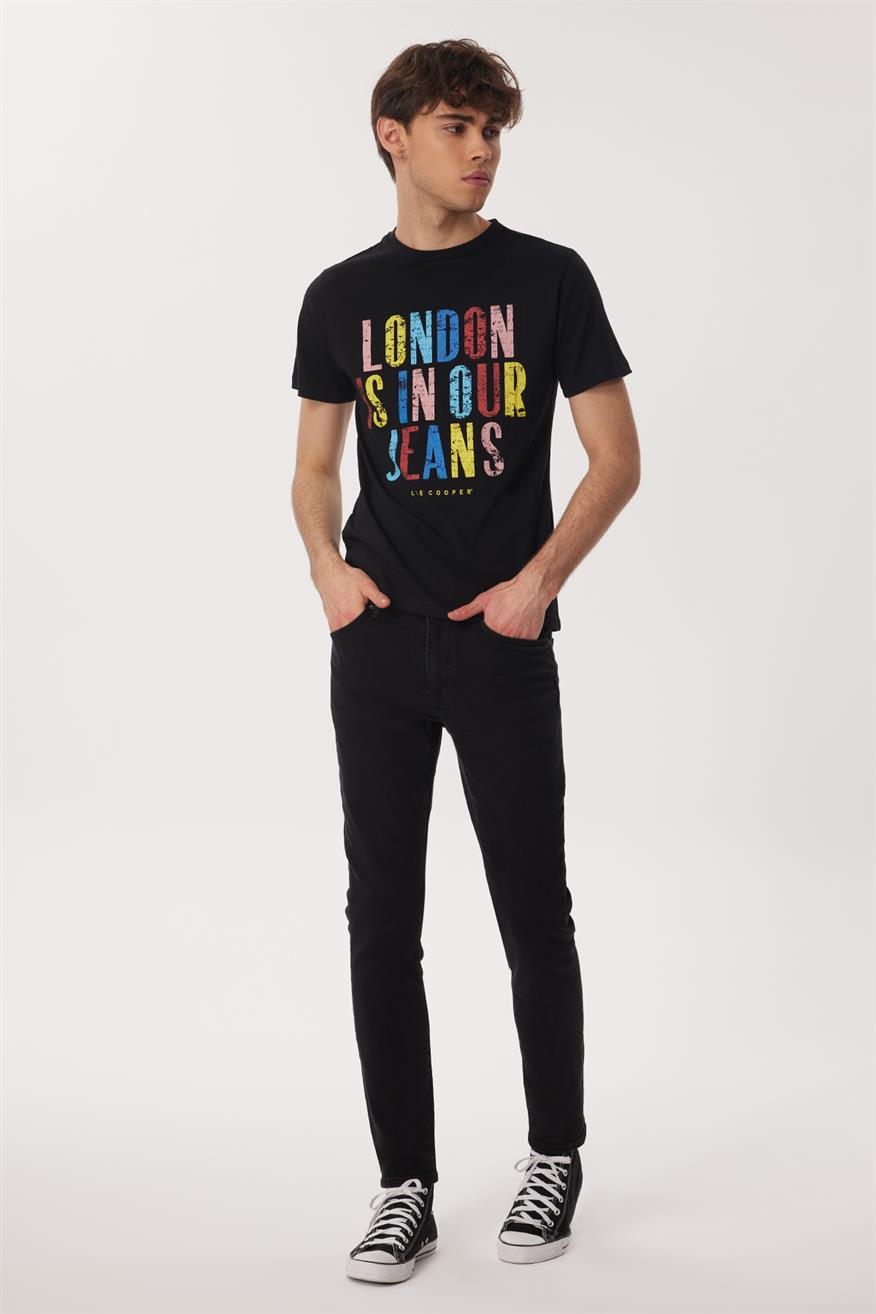 Fergus Erkek %100 Pamuk O Yaka T-Shirt Siyah