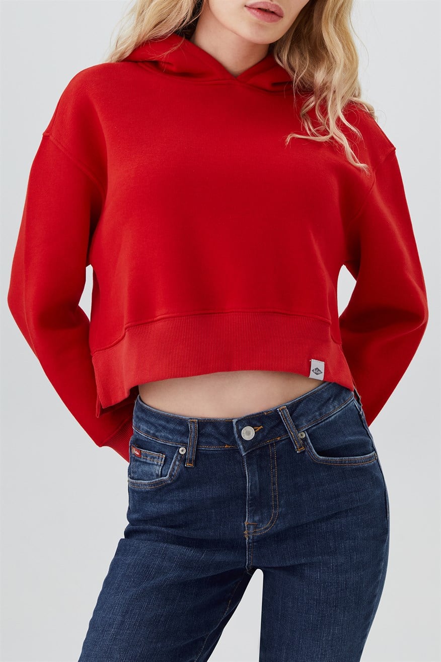 Fiona Kadın Kapüşonlu Sweatshirt Kırmızı