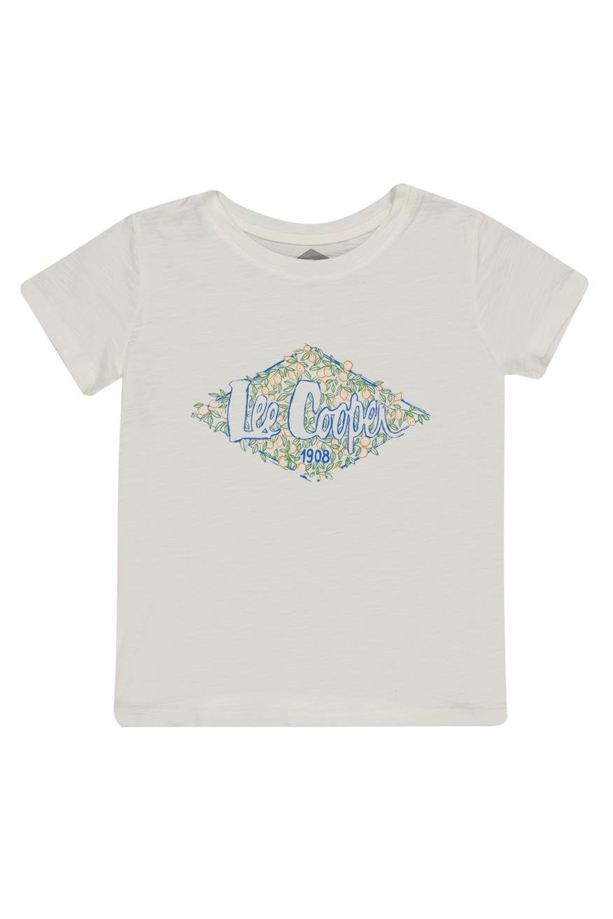 Flowers Kız Çocuk O Yaka T-Shırt Off Whıte