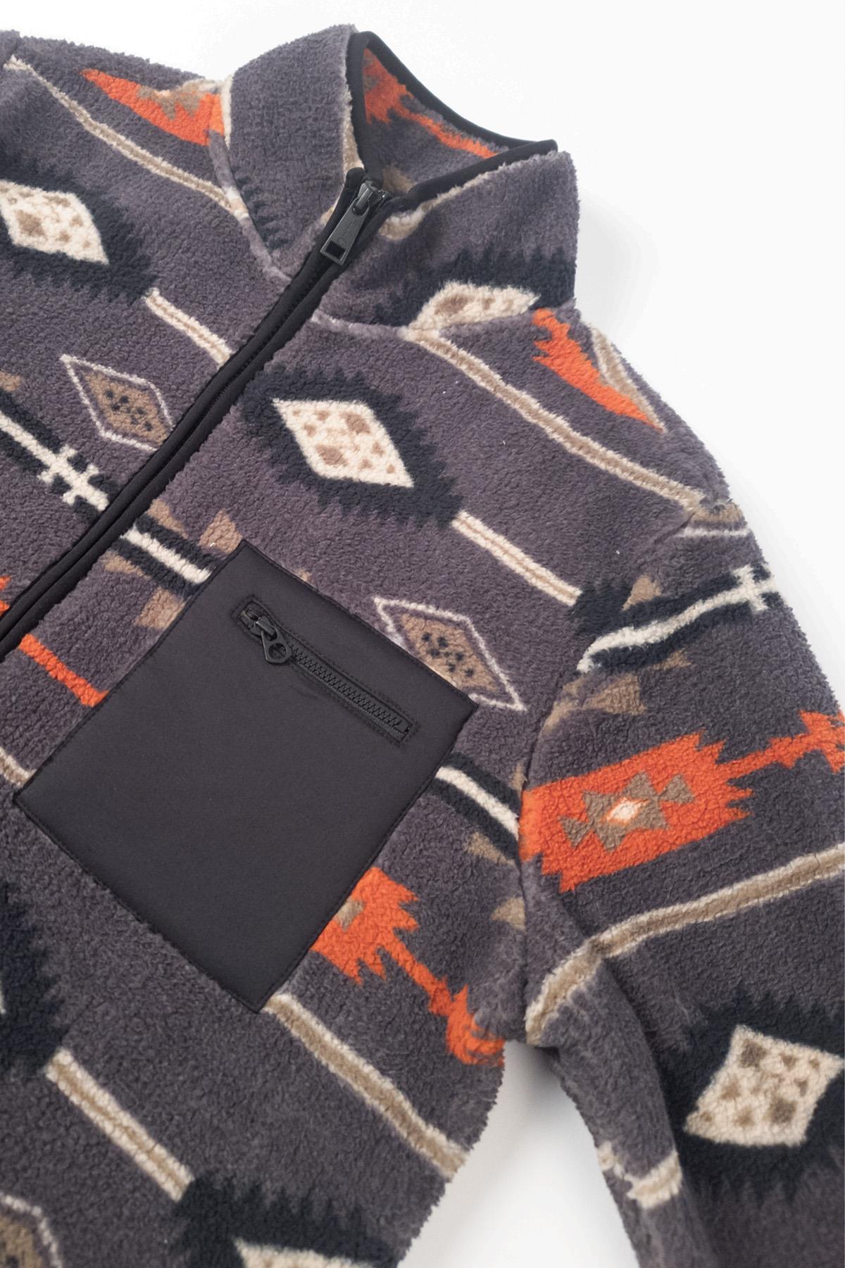 Folks Erkek Dik Yaka Fermuarlı Sweatshirt Gri