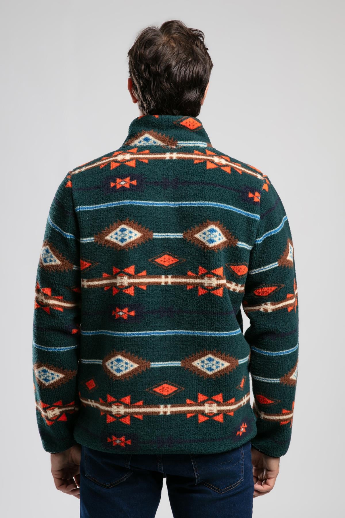 Folks Erkek Dik Yaka Fermuarli Sweatshirt Yeşil