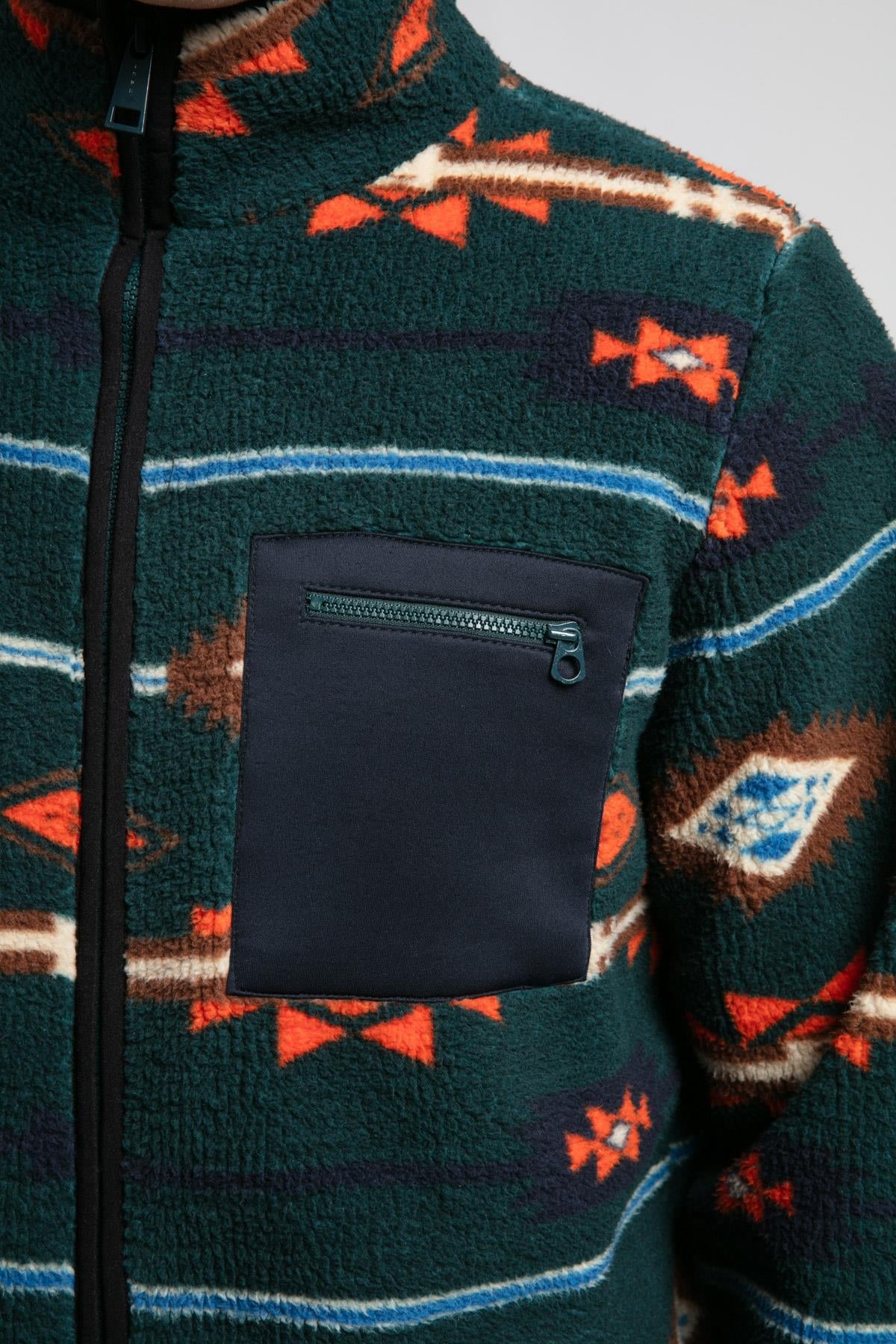 Folks Erkek Dik Yaka Fermuarli Sweatshirt Yeşil