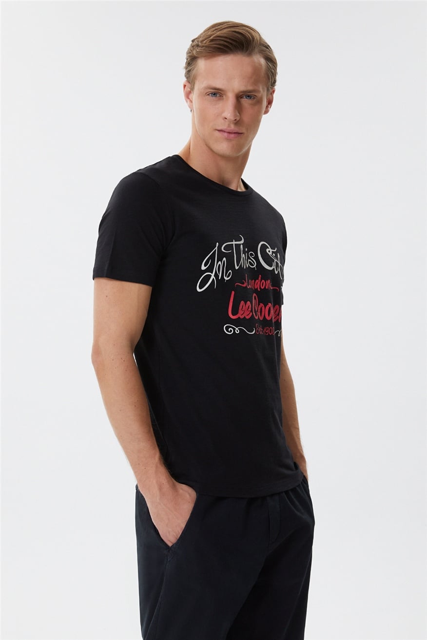 Fox Erkek %100 Pamuk Bisiklet Yaka T-Shirt Siyah