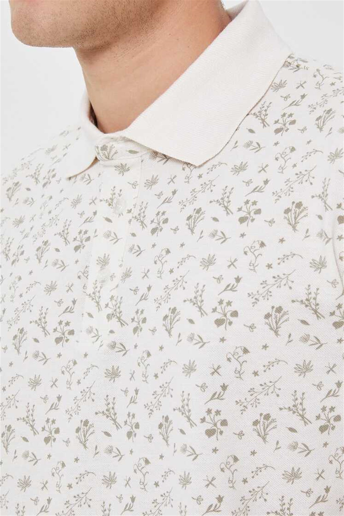 Fresh Erkek %100 Pamuk Polo Yaka T-Shirt Kirik Beyaz