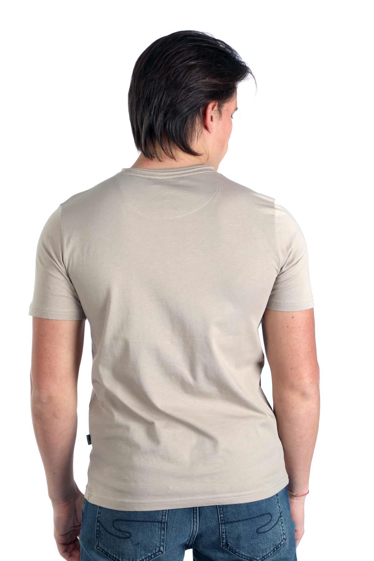 Gael Erkek %100 Pamuk O Yaka T-Shirt Bej
