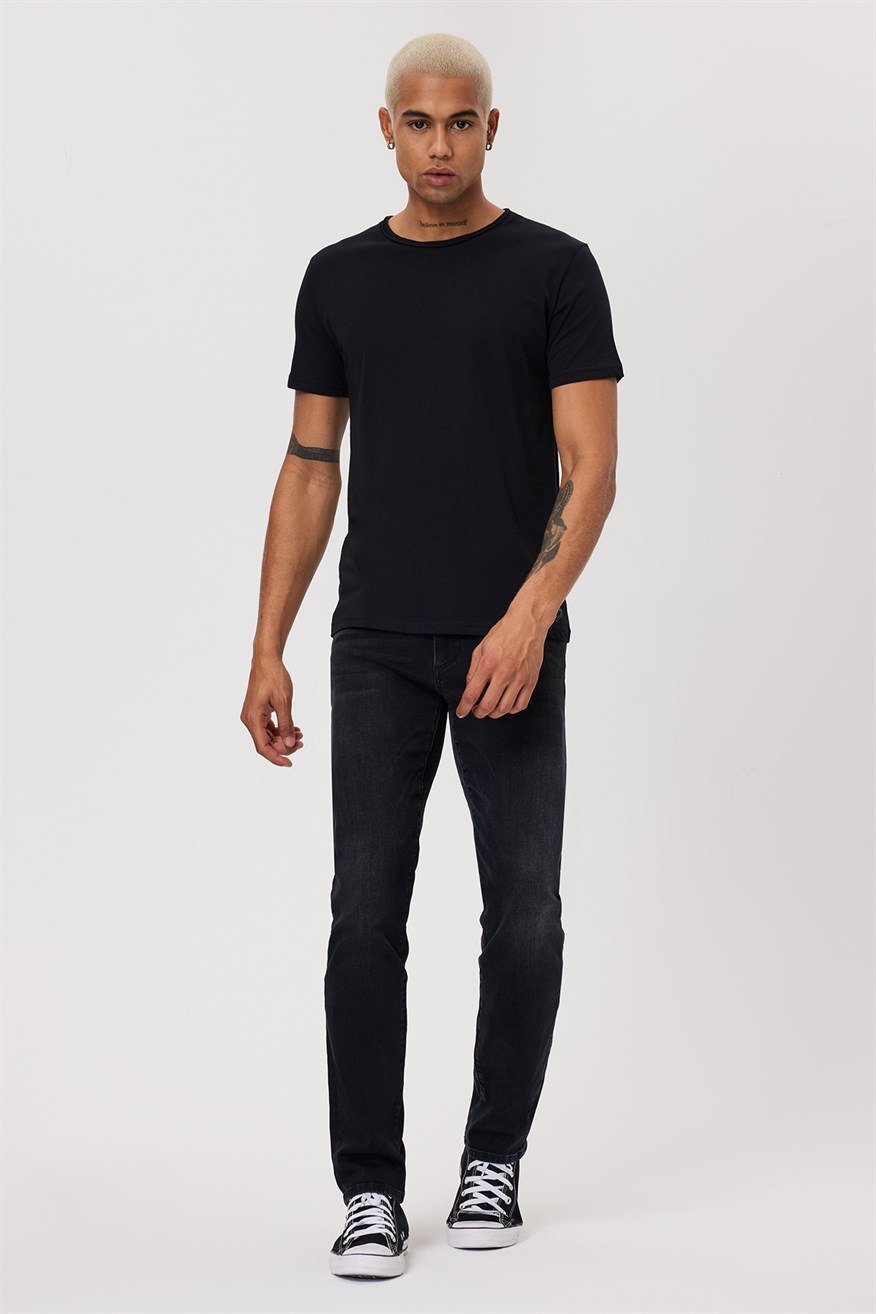Gael Erkek %100 Pamuk O Yaka T-Shirt Siyah
